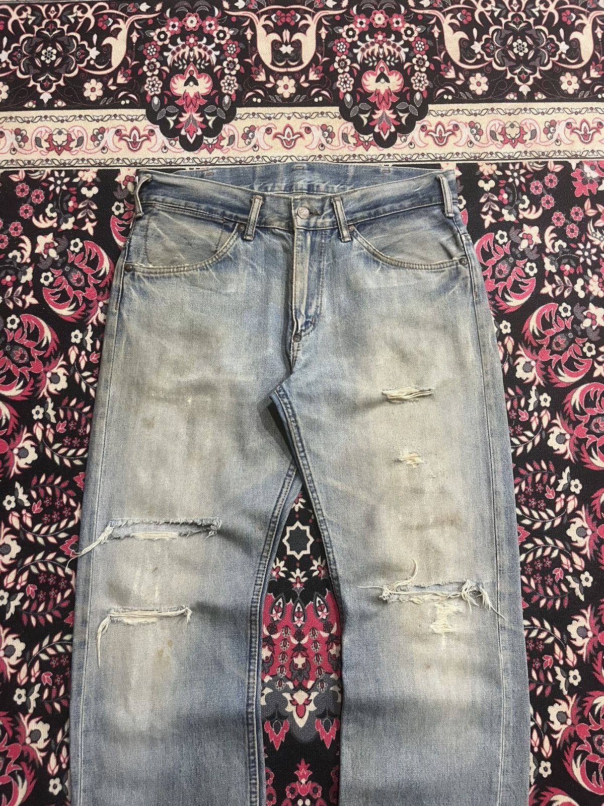 Big John Vintage Japan Big John Union Made Repro Heavy Fade Rip Jeans Size US 32 / EU 48 - 3 Thumbnail
