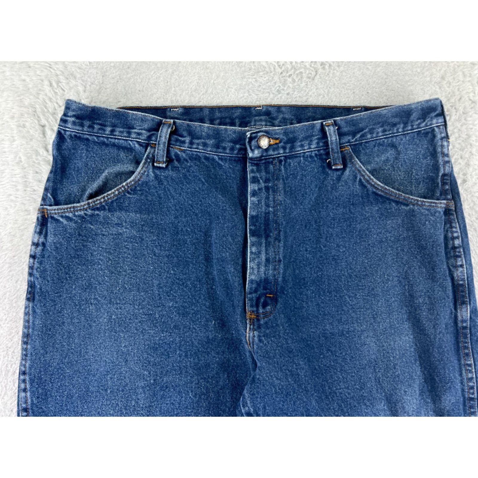 Denime Rustler Jeans Mens 40 Blue Denim Straight Leg 100% Cotton Western Shirt Size US 40 / EU 56 - 6 Thumbnail