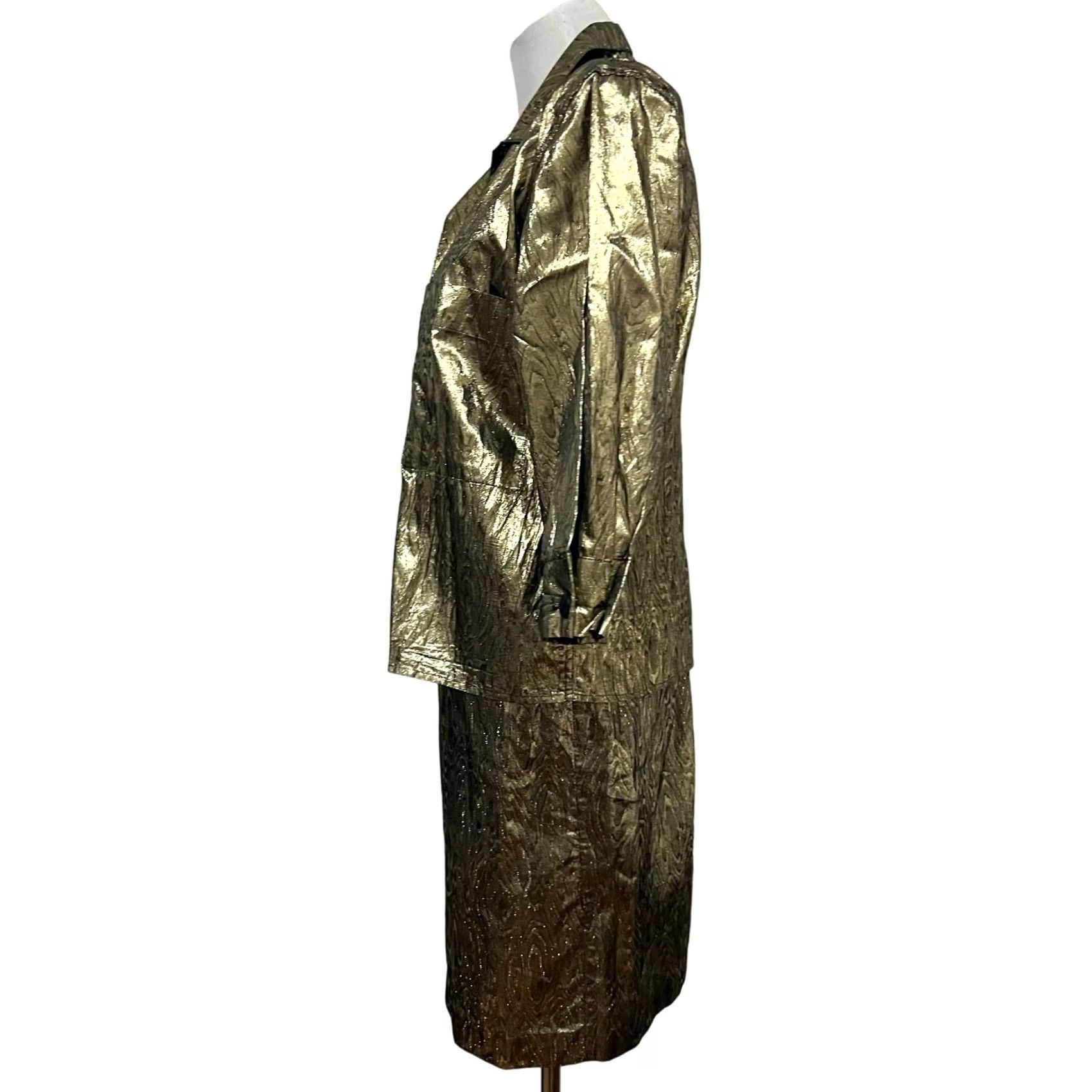Vintage VINTAGE Gene Ewing BIS Gold Lame Skirt Suit Set Women's XS 1980s New Wave Metallic Shiny Rayon Lame Size 26" / US 2 / IT 38 - 4 Thumbnail