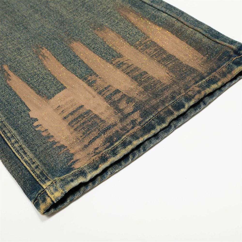 Vintage Heavy-duty washed hippie flared ink-splashed ripped jeans Size US 32 / EU 48 - 6 Thumbnail