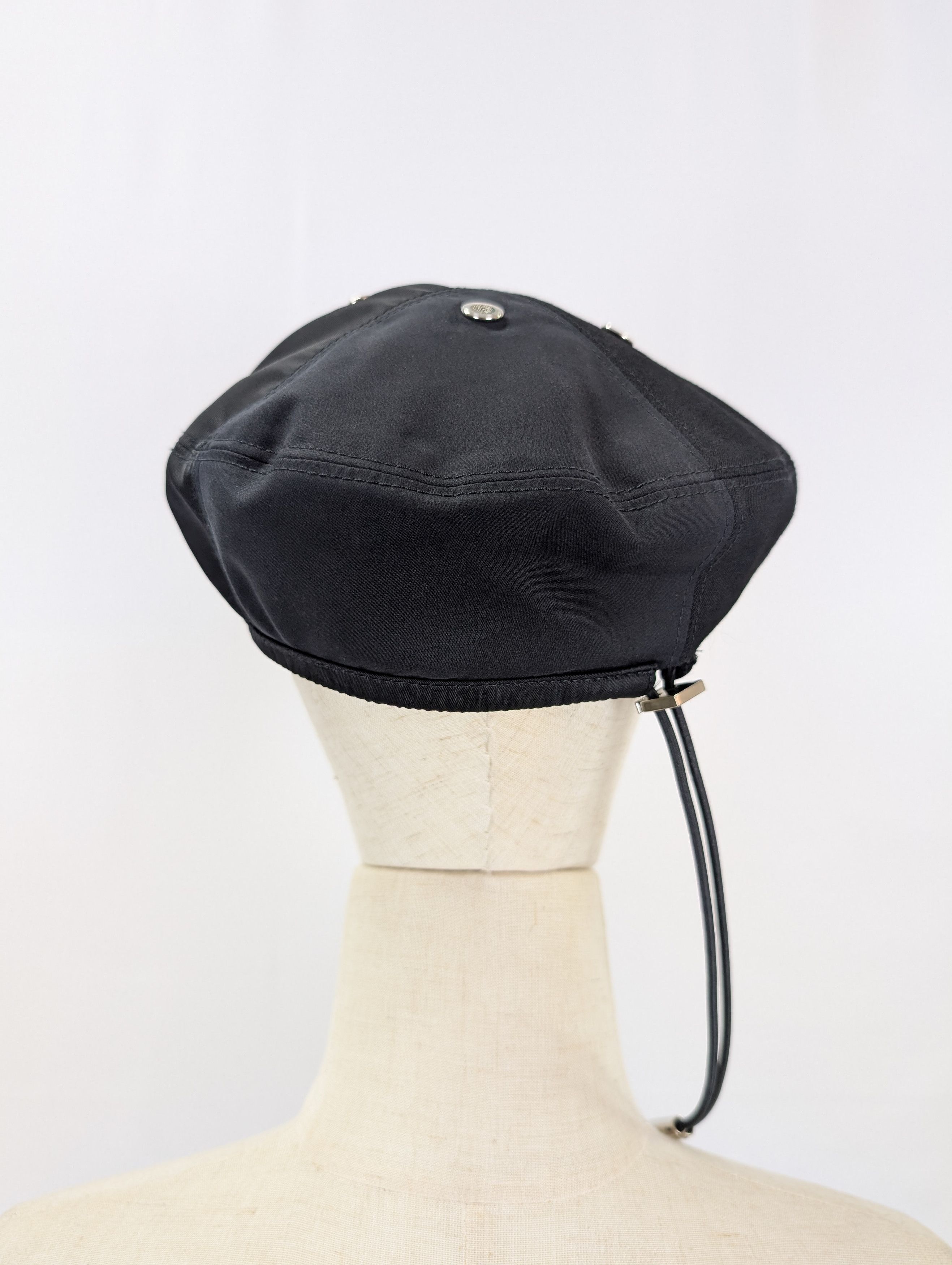 Dior × Sacai Black Beret With Drawstring Size ONE SIZE - 6 Thumbnail