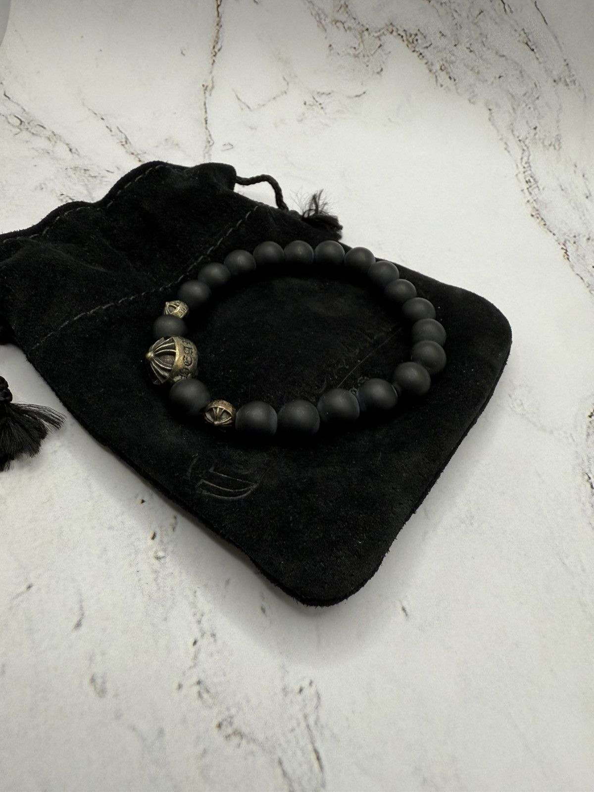 Chrome Hearts Chrome Heart Onyx Bead Bracelet Size ONE SIZE - 8 Thumbnail