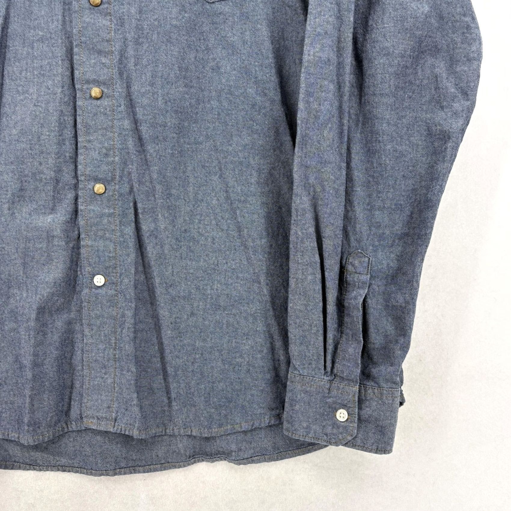 Wrangler VINTAGE Wrangler Shirt Mens 2XL Blue Chambray Long Sleeve Western Snap Pockets Western Size US XXL / EU 58 / 5 - 3 Thumbnail