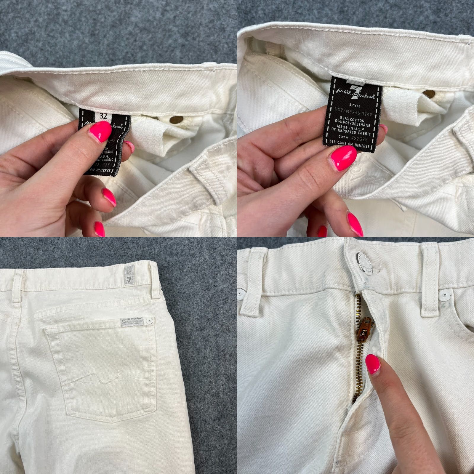 7 For All Mankind 7 For All Mankind Womens Jeans Bootcut 32 28 UK 12 Low Rise White USA Made Jeans Size 34" / US 12 / IT 48 - 8 Thumbnail
