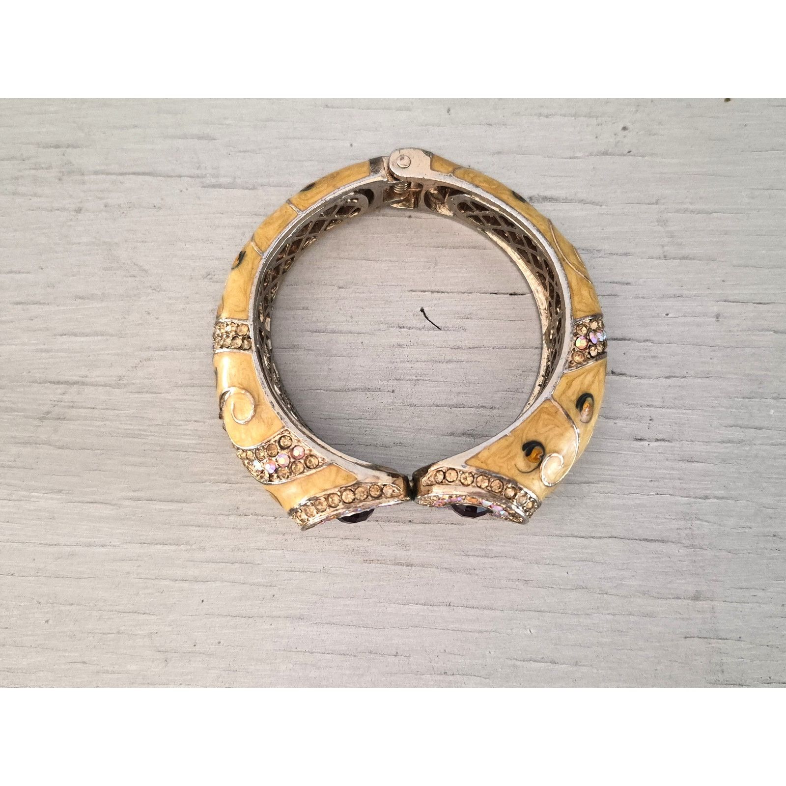 Other Vintage Avant Yellow Enamel and Rhinestone Hinge Bracelet Size ONE SIZE - 3 Thumbnail