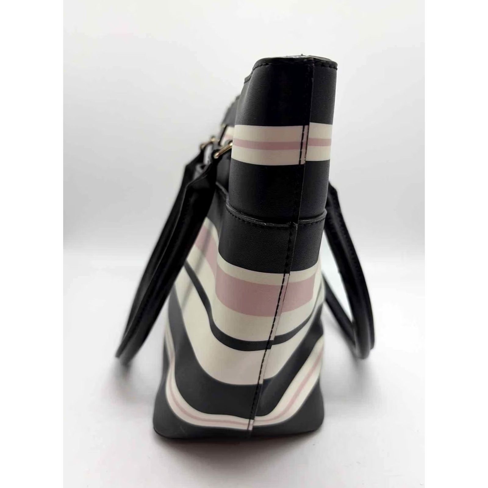 Vintage Kate Spade Striped Black Tote Bag Size ONE SIZE - 3 Thumbnail