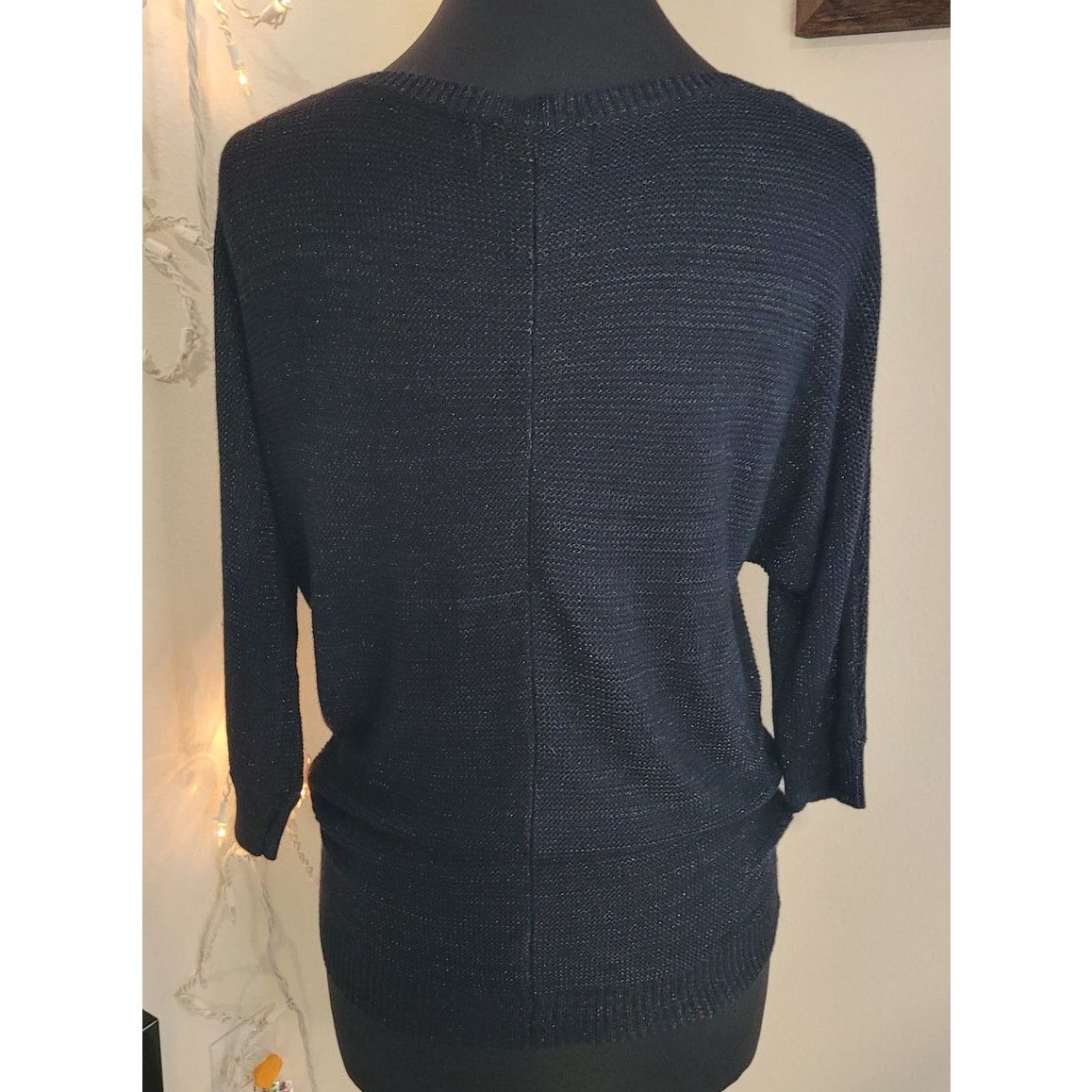 Vintage Iris Singer Black Metallic Dolman Sweater Small Retro Goth Size S / US 4 / IT 40 - 4 Thumbnail