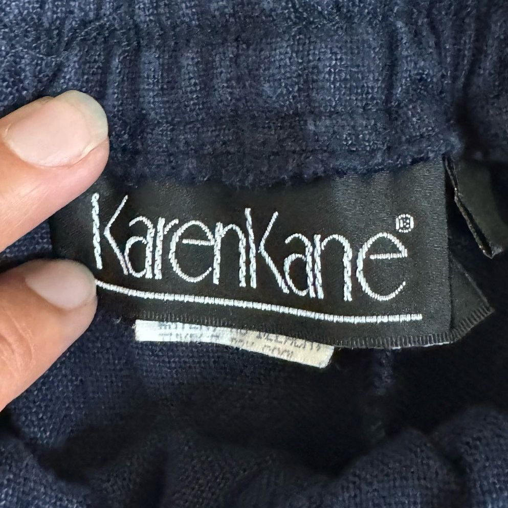 Unknown London Karen Kane Wide Leg Drawstring Pants Navy Blue Womens Size 6 Size 28" / US 6 / IT 42 - 4 Thumbnail