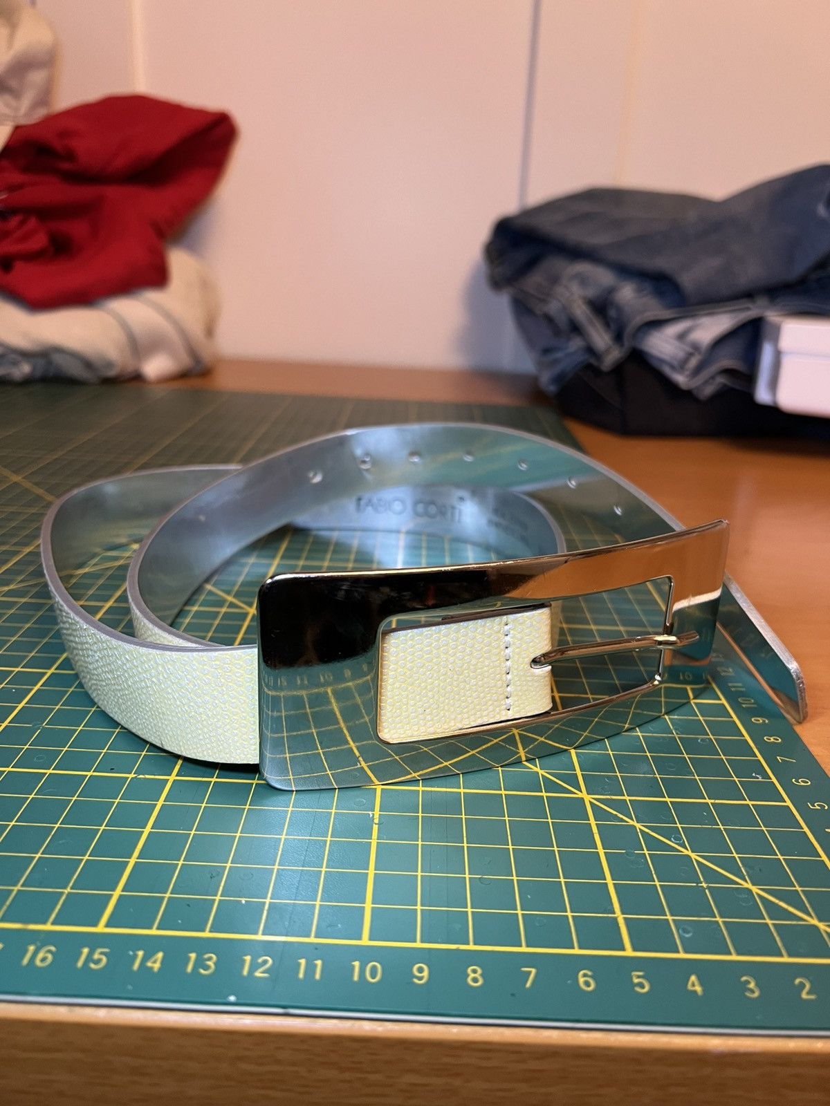 Vintage Fabio Corti reversible snakeskin/silver Italian leather belt Size ONE SIZE - 17 Thumbnail