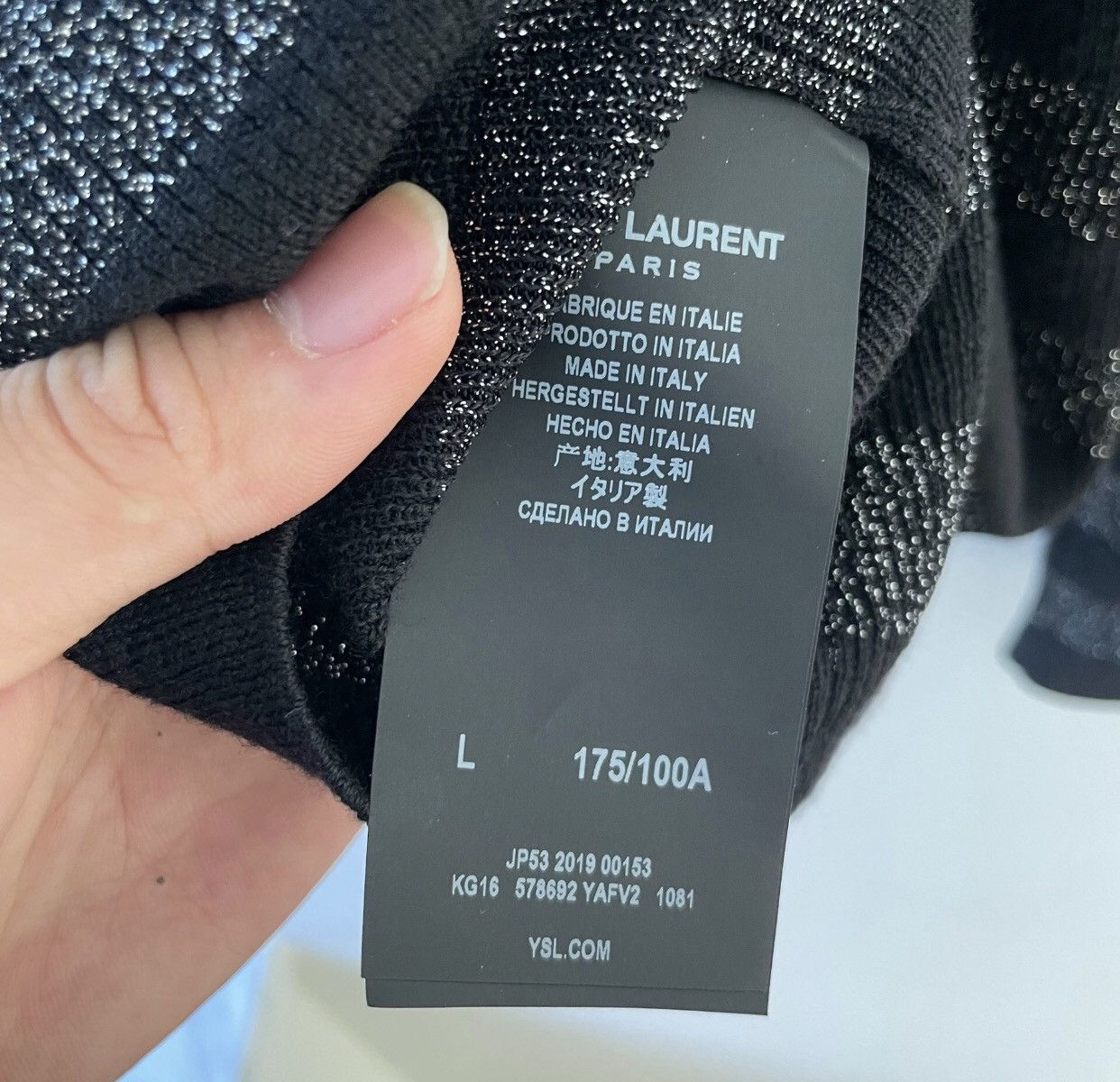 Saint Laurent Paris × Yves Saint Laurent Saint Laurent Black Silver Long Sleeve2412-Nextarrow Size US L / EU 52-54 / 3 - 4 Thumbnail