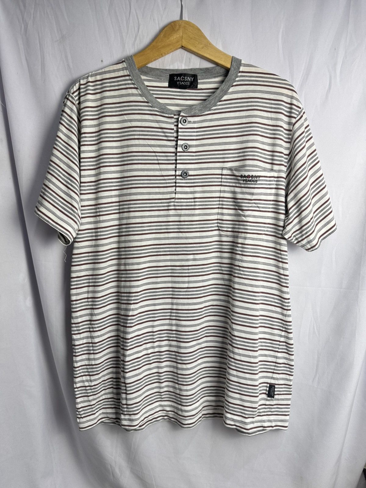 Yohji Yamamoto Yohji Yamamoto Stripe Tees Button Y'Saccs Size US L / EU 52-54 / 3 - 1 Thumbnail