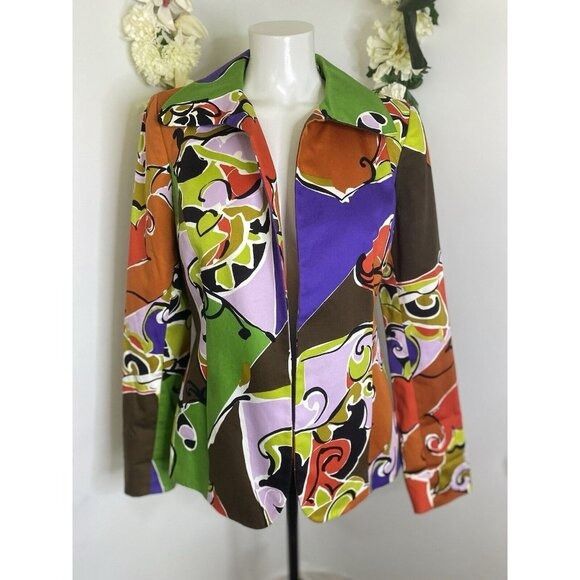 Other VTG Dana Buchman Size 4 Blazer Jacket Multi Color Abstract P Size S / US 4 / IT 40 - 1 Thumbnail
