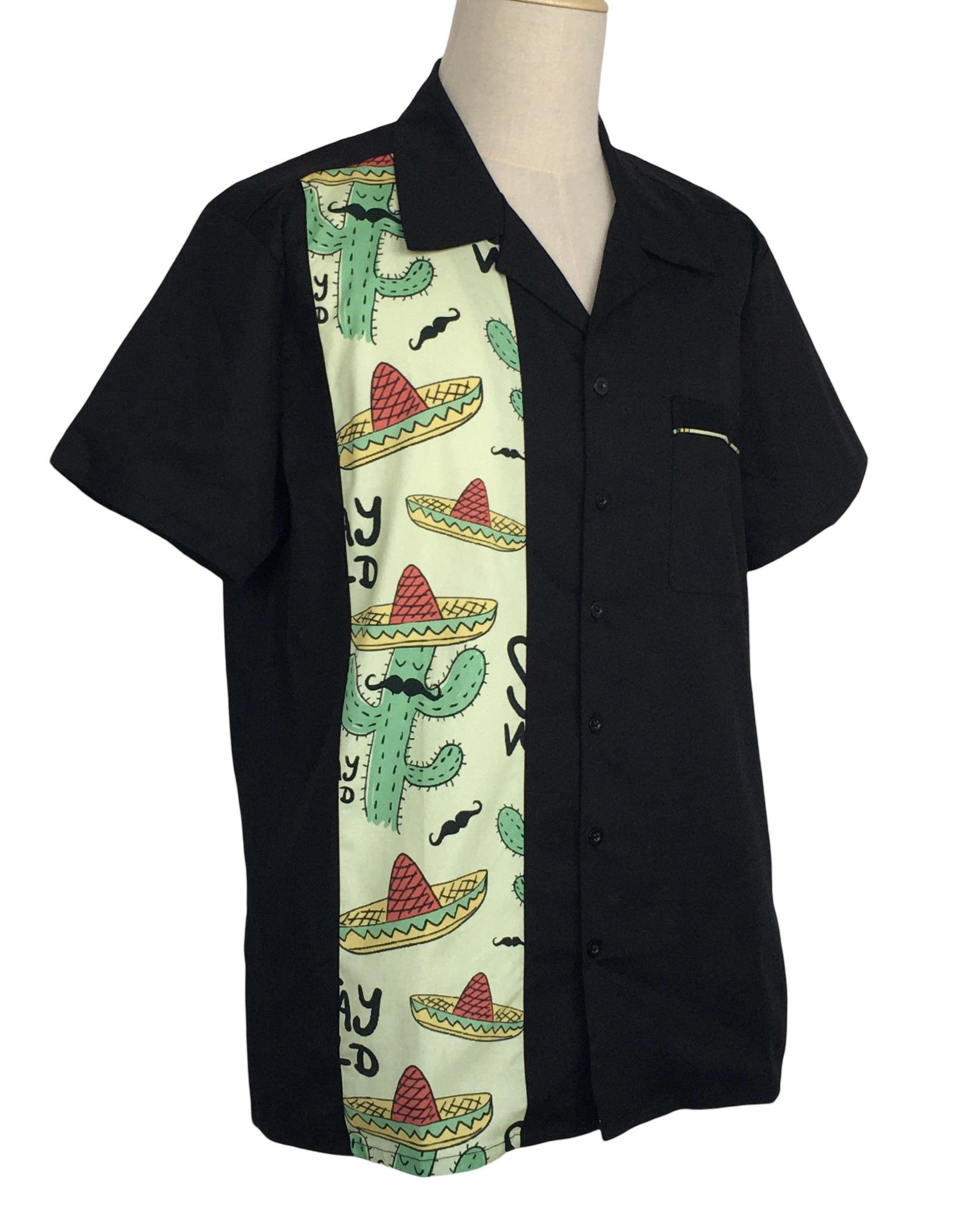 Other Summer Shirts Black Contrast Printed Panel Pocket Tops Size US XXL / EU 58 / 5 - 2 Thumbnail