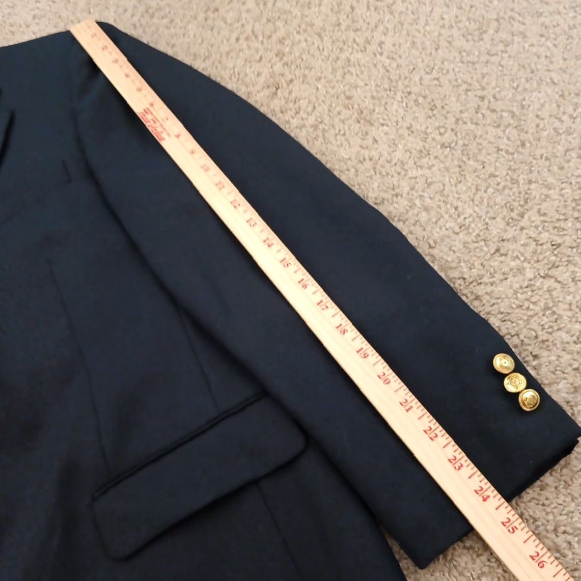 Stafford Stafford Blazer Mens 40 Solid Blue Wool Blend Two-Button Single Vent Jacket Coat Notch Lapel 2 Piece Regular Mens Size 40R - 3 Thumbnail
