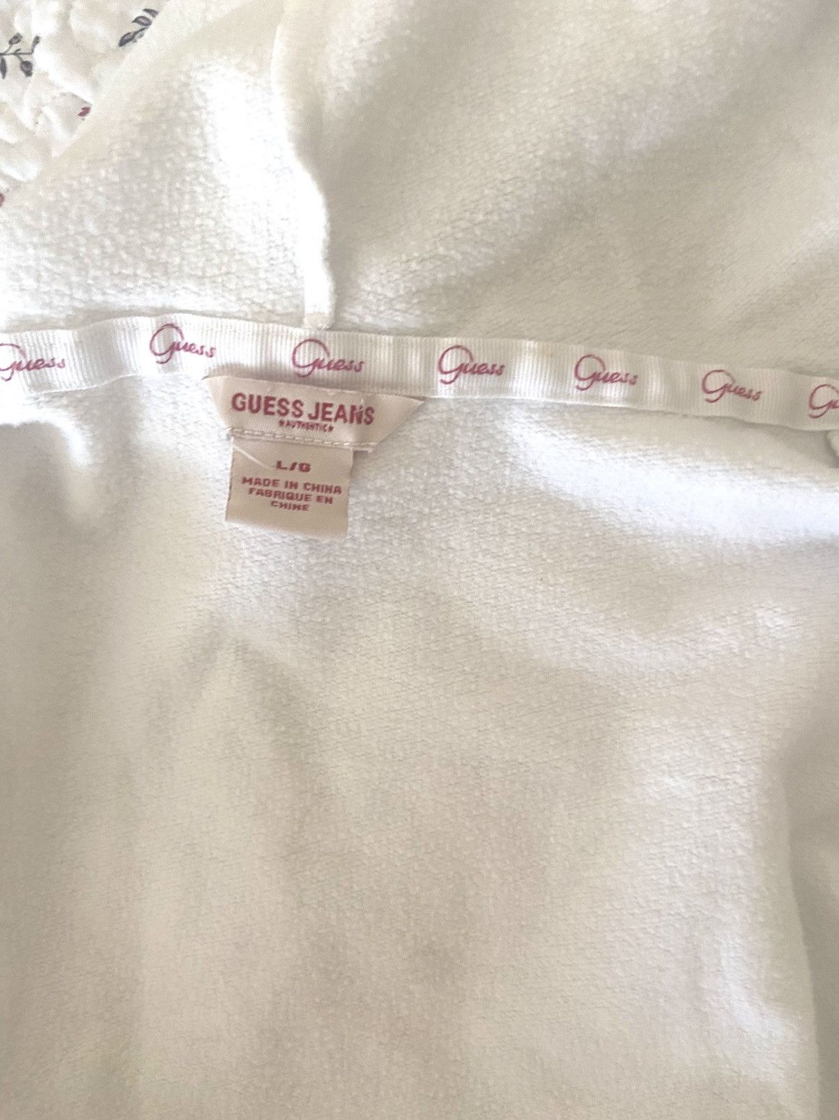 Guess 📣 Vintage Guess Jeans Cropped Hoodie White Y2K Sweatshirt L Size L / US 10 / IT 46 - 7 Thumbnail