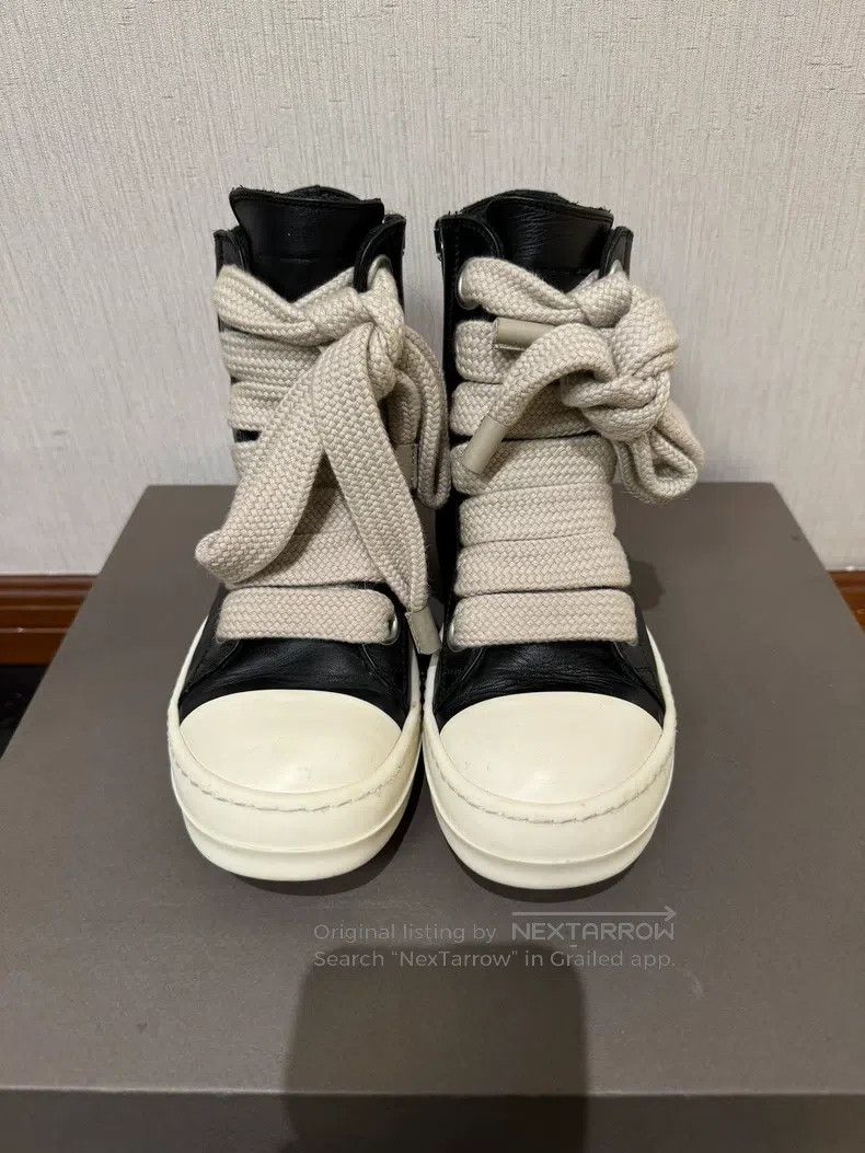 Rick Owens Rick Owens Black and White Cowhide High Top Thick Shoelace Size US 5.5 / IT 35.5 - 3 Thumbnail