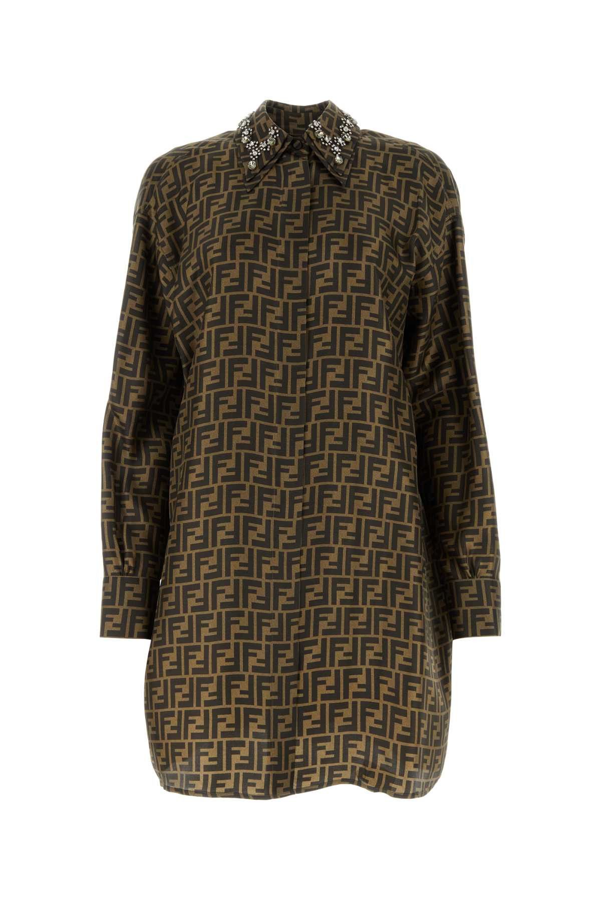 image of Fendi Printed Twill Shirt Dress, Women's (Size Small)