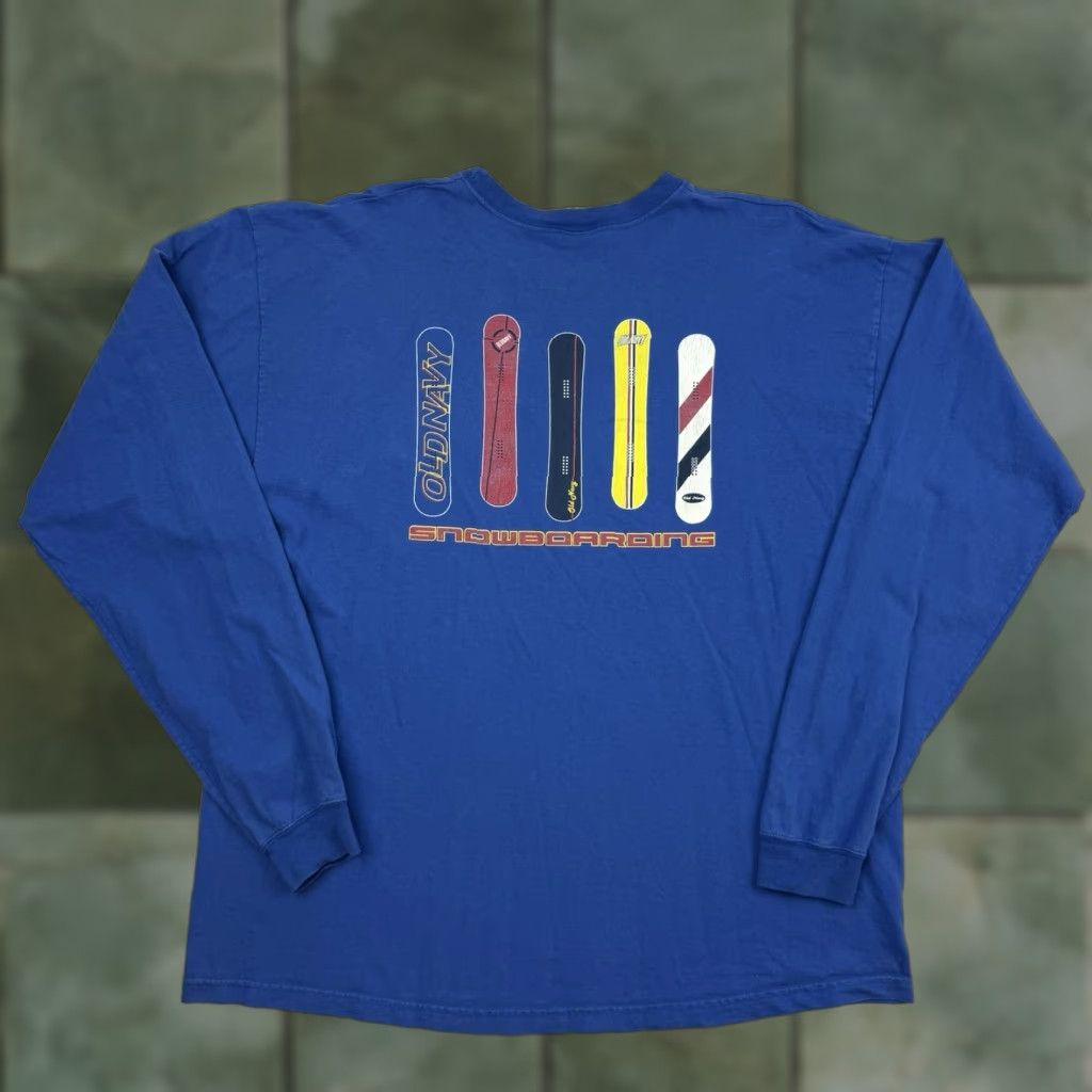 Old Navy VINTAGE Old Navy Long Sleeve T-Shirt Adult XL Blue Grunge 90s Mens Size US XL / EU 56 / 4 - 1 Thumbnail
