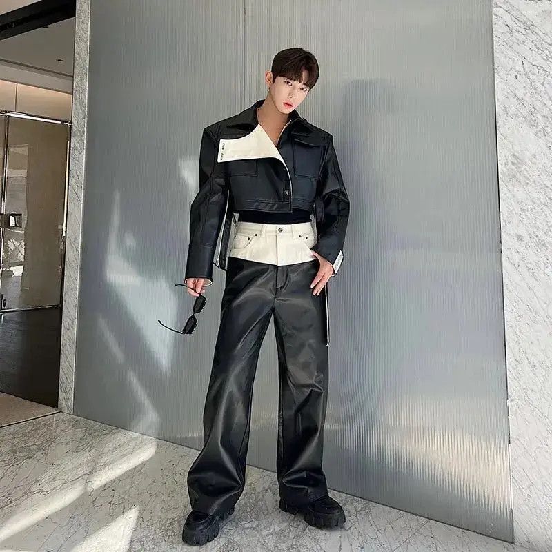 Japanese Brand Designer straight trousers artificial leather wide trousers Size US 32 / EU 48 - 5 Thumbnail