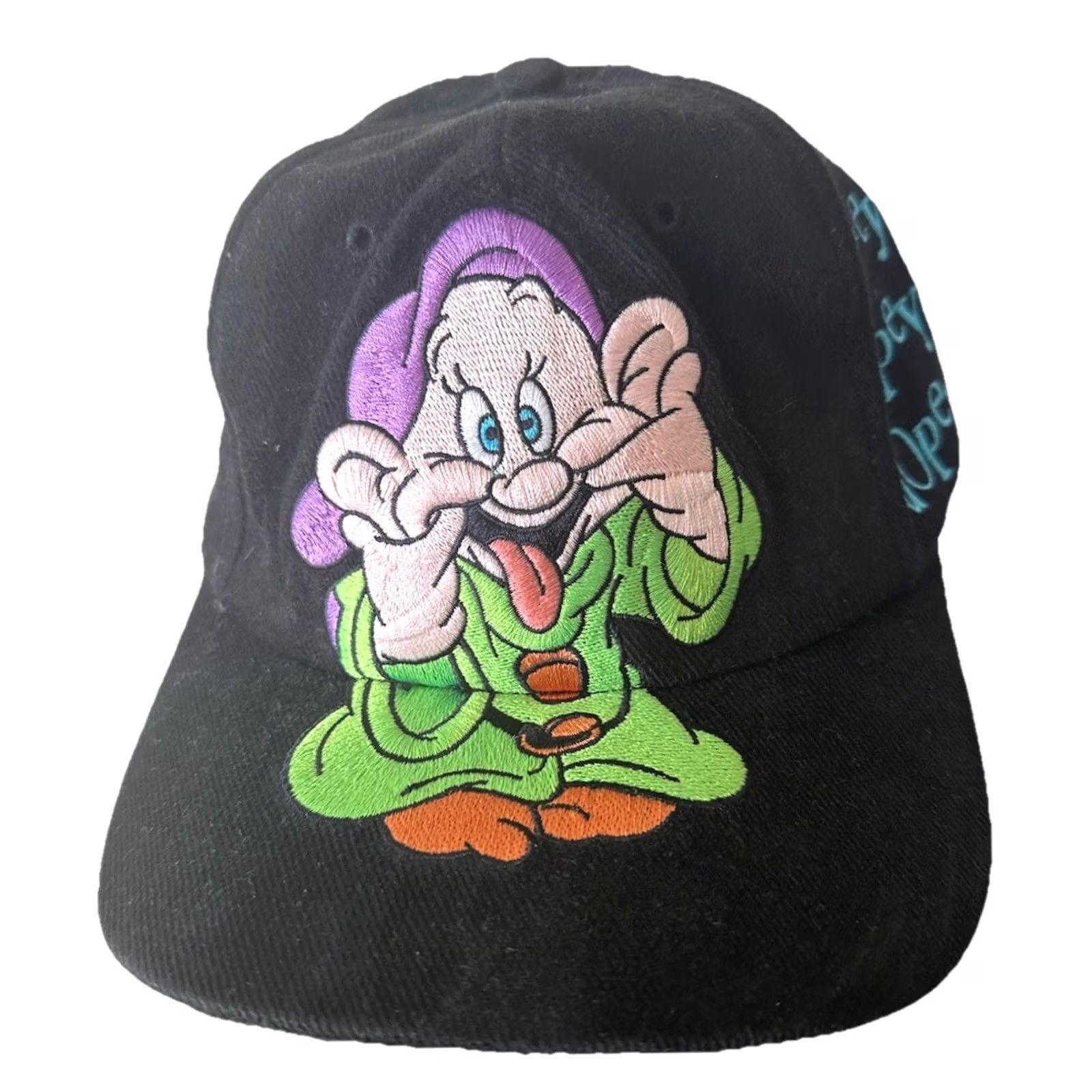 Disney VINTAGE Dopey Hat Cap Snapback Black Embroidered Goofy's Hat Co NWOT Baseball Cap Unisex Adults 90s Disney Theme Dopey GOOFY'S HAT CO Cap Size ONE SIZE - 2 Thumbnail