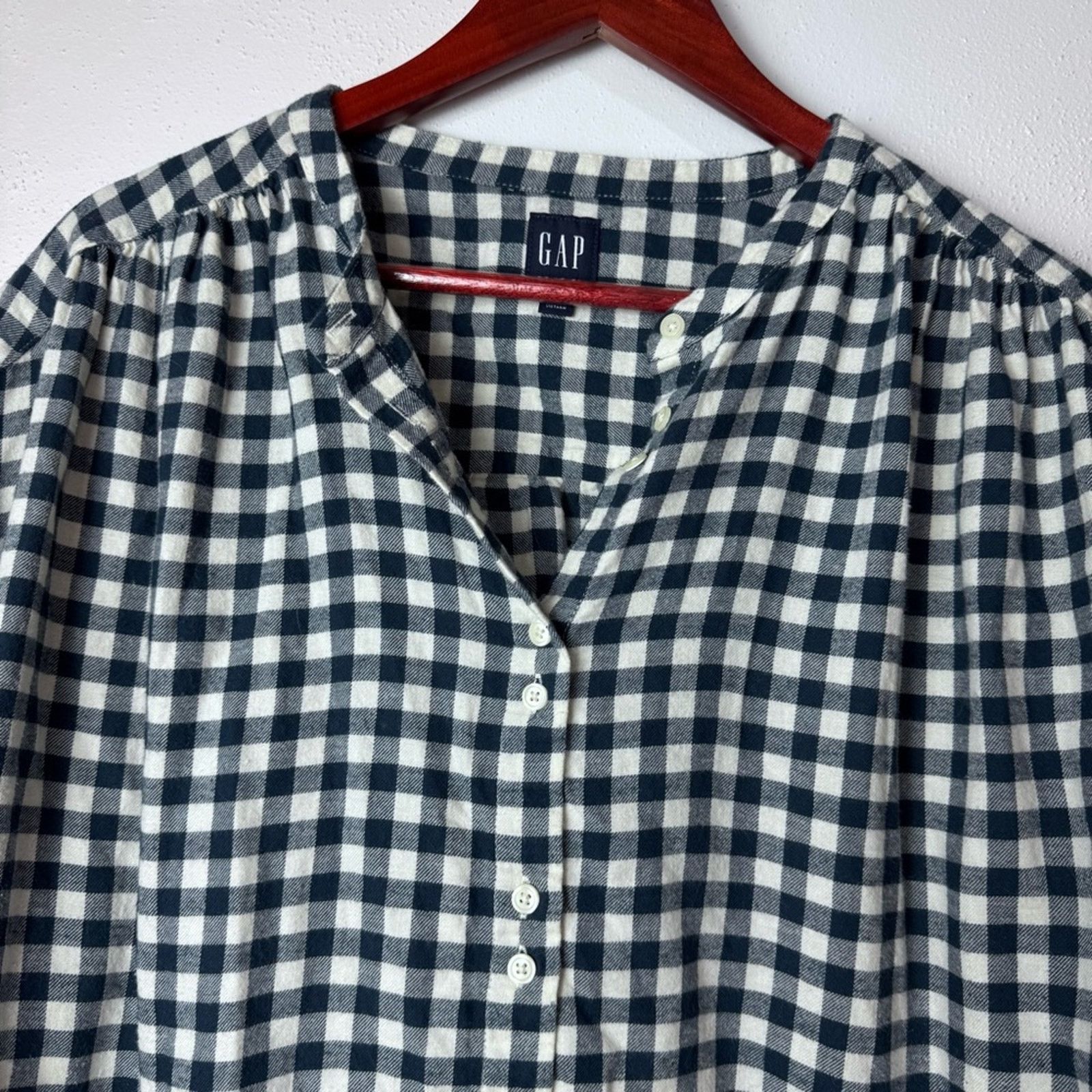 Gap GAP Blue & White Check Button Front Blouse Women's Size XL Size XL / US 12-14 / IT 48-50 - 7 Thumbnail