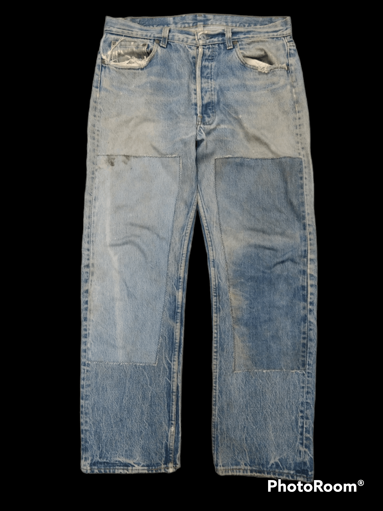 image of Levis Vintage Clothing x Made In USA Thrashed American Vintage Levis 501 Denim Pants in Blue Distre
