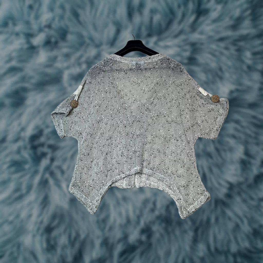 Vintage Kaktus Open Knit Cropped Cardigan Coconut Buttons Lagenlook Boho Y2K 90s Retro L Size L / US 10 / IT 46 - 1 Thumbnail