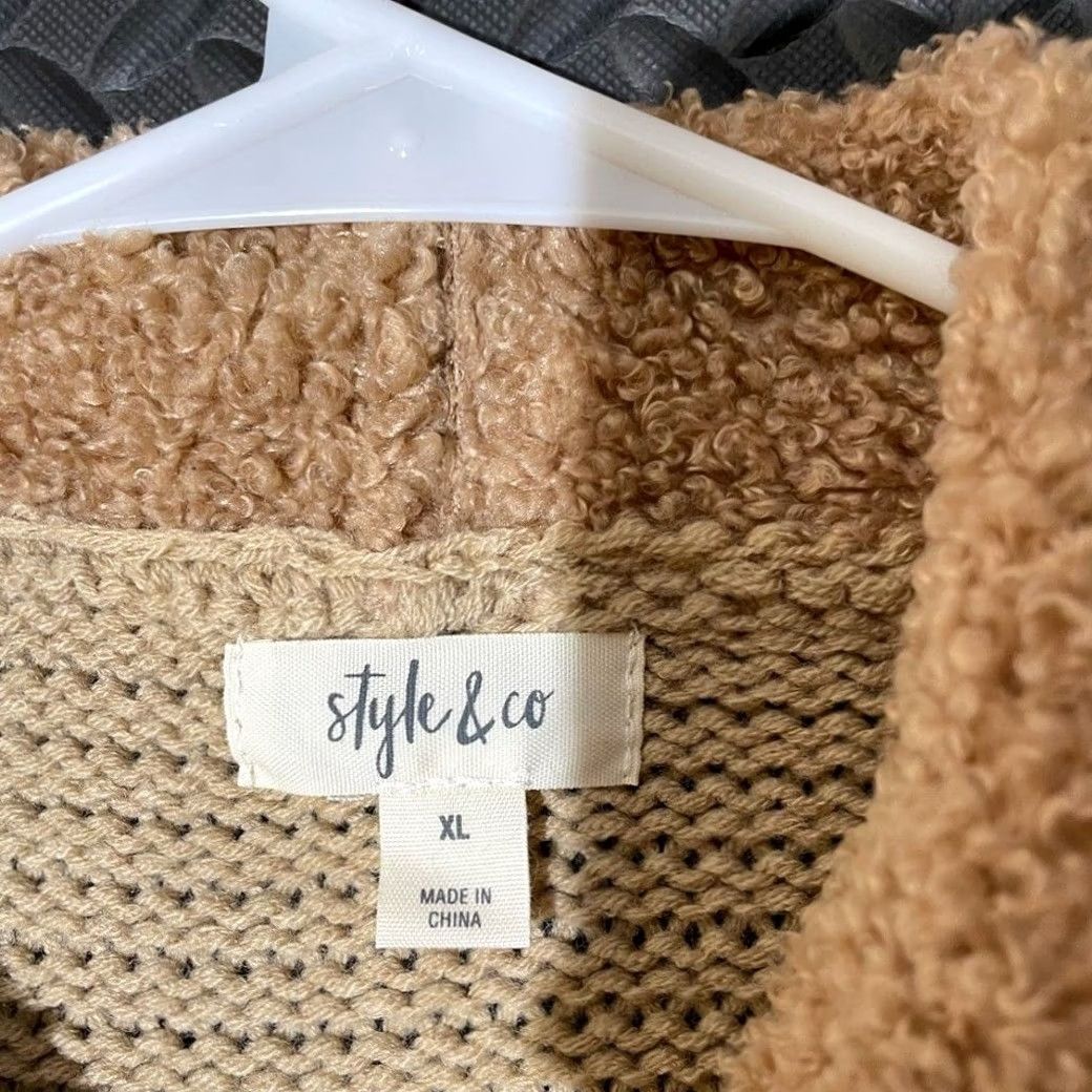 Vintage VINTAGE Style & Co Asymmetrical Zip Up Brown Knitted Sweater Women's XL Beige Full Zip Women XL Size XL / US 12-14 / IT 48-50 - 2 Thumbnail