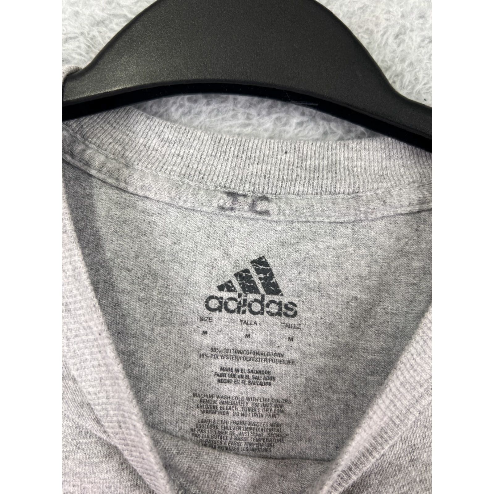 Adidas Adidas Shirt Men M Gray Spellout Logo Three Stripes Short Sleeve Crew Neck - T-Shirt, Cotton Blend, Jersey, Regular Fit Size US M / EU 48-50 / 2 - 4 Thumbnail