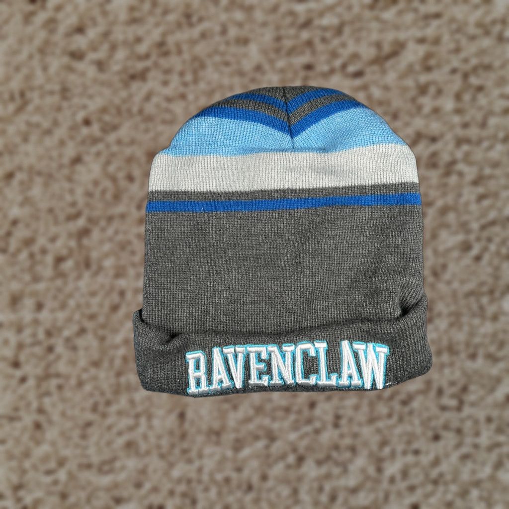 Vintage Harry Potter Beanie Hat Adult One Size Gray Blue Ravenclaw Embroidered Acrylic Knit Logo Ski Beanie Mens Size ONE SIZE - 1 Thumbnail