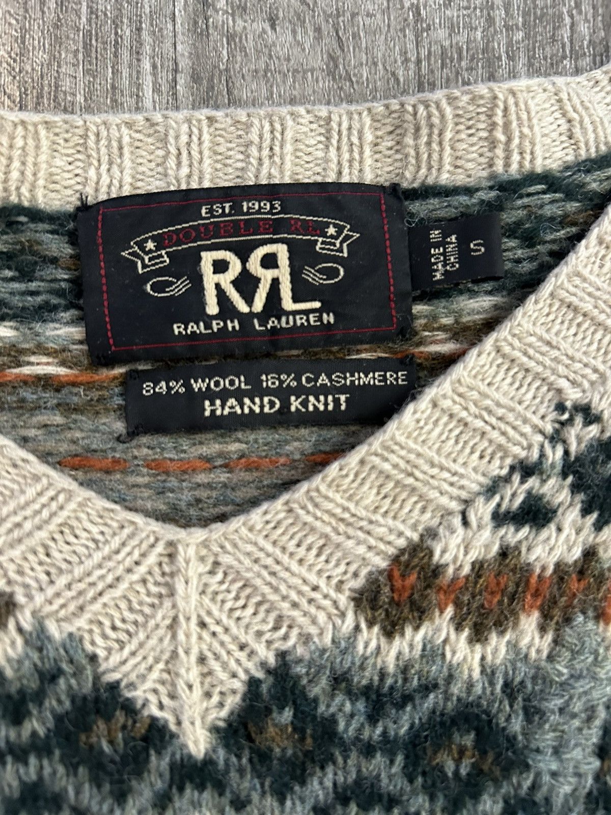 RRL Ralph Lauren Mended Wool HandKnit Sweater SZ S Size US S / EU 44-46 / 1 - 8 Thumbnail