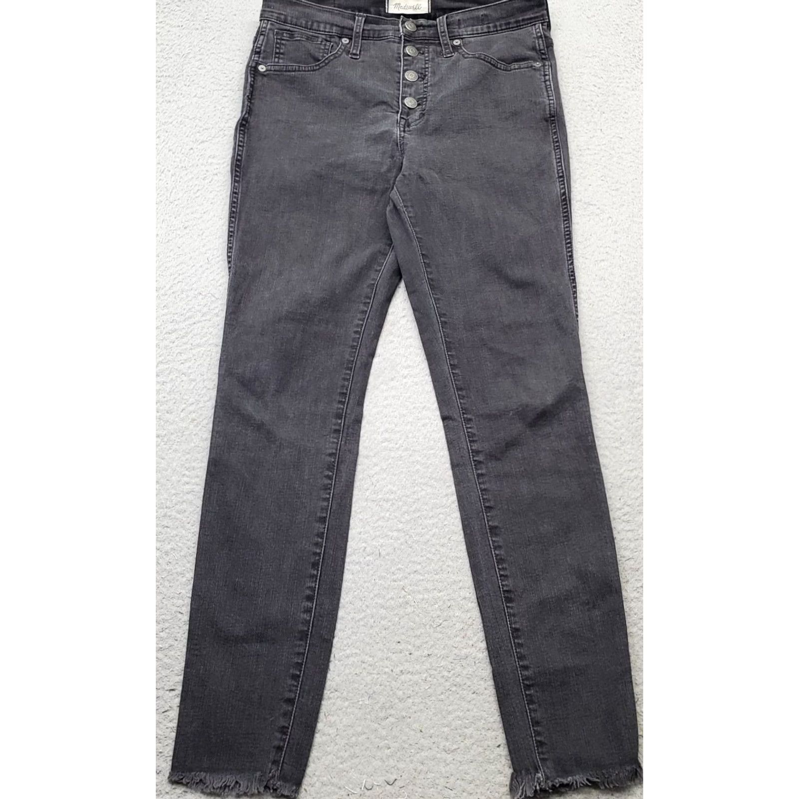 Madewell Madewell Jeans Womens 28 Black Denim High Rise Skinny Leg Button Fly Frayed Hem Size 28" / US 6 / IT 42 - 2 Thumbnail