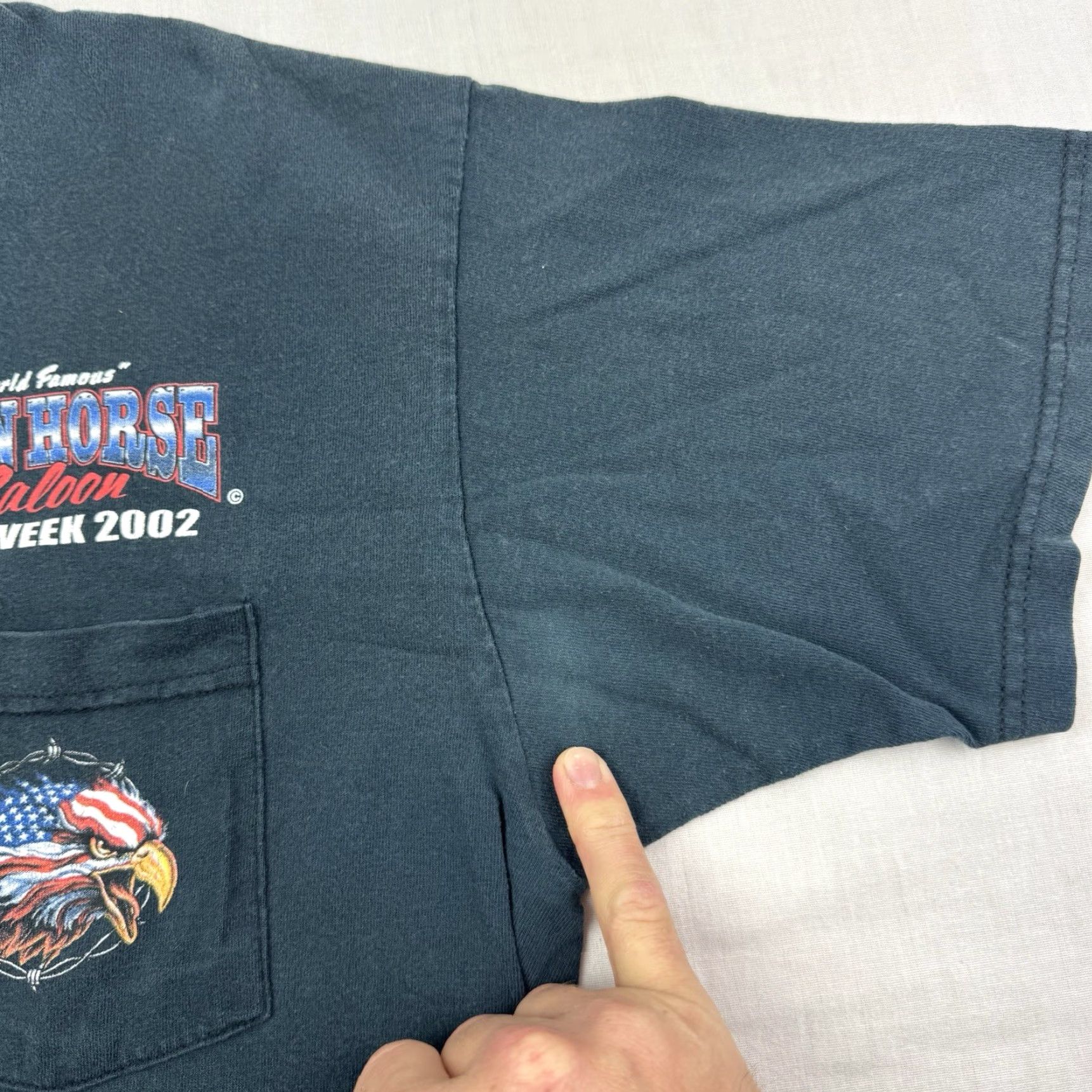 Anvil VINTAGE Iron Horse Bike Week T-Shirt Adult Large 2002 Eagle Biker Saloon USA Y2K Mens L Black Graphic Print 90s 2000s Size US L / EU 52-54 / 3 - 6 Thumbnail
