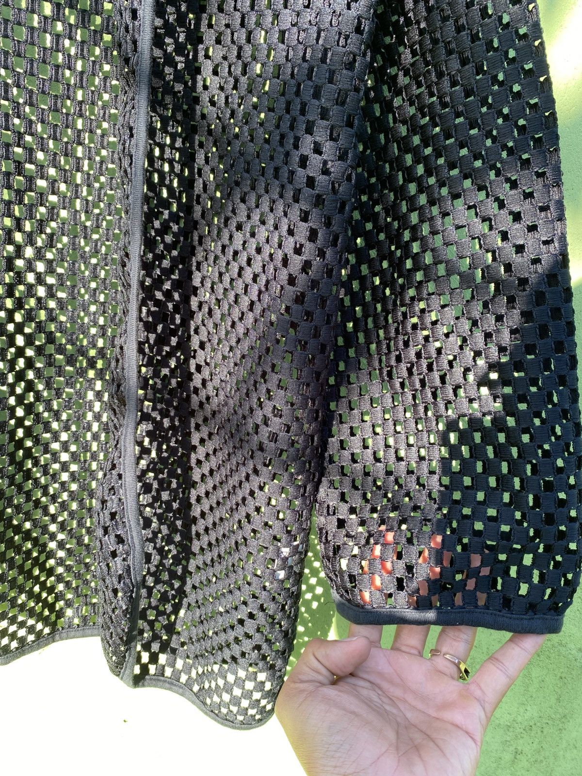 Japanese Brand Pour Quoi Sheer Black Mesh Cardigan Open Weave Layering Top Size US L / EU 52-54 / 3 - 6 Thumbnail