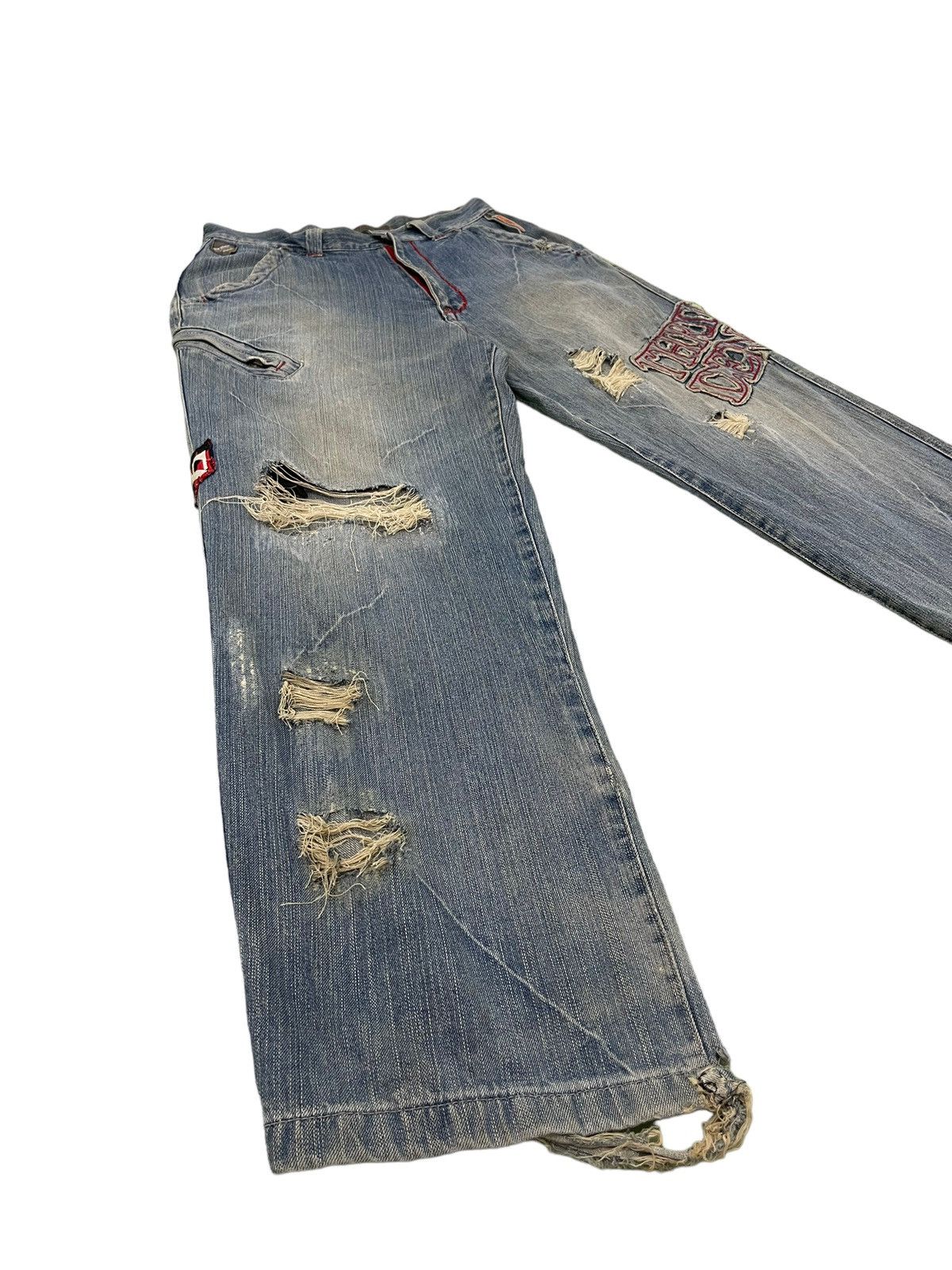 Japanese Brand Baggy Jeans Vtg Thriller Denim Distress Wide Denim 6🟦3 Size US 33 - 2 Thumbnail
