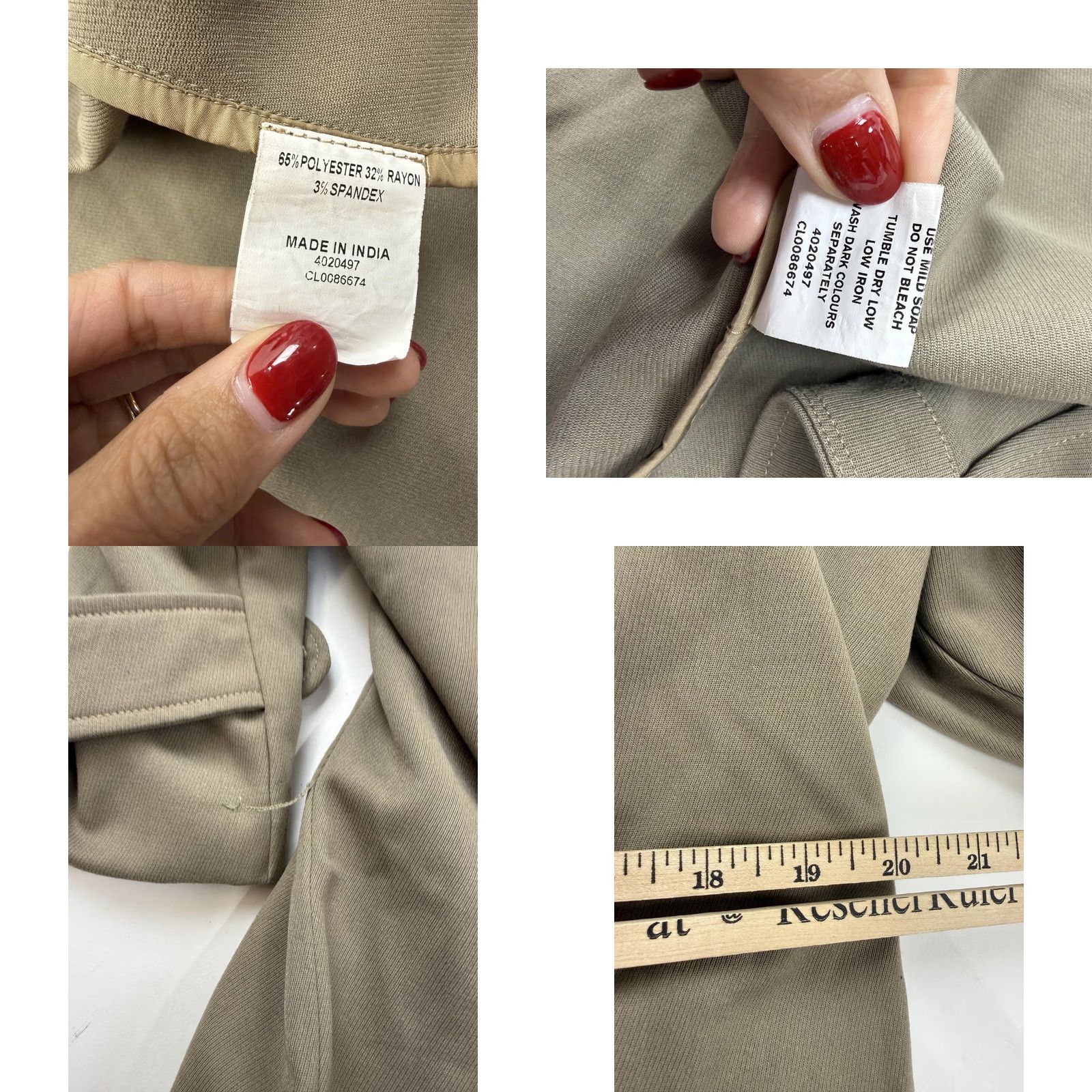Vintage Zapelle Coat Womens Medium Beige Long Trench Collared Pockets Lined Belted Size M / US 6-8 / IT 42-44 - 8 Thumbnail
