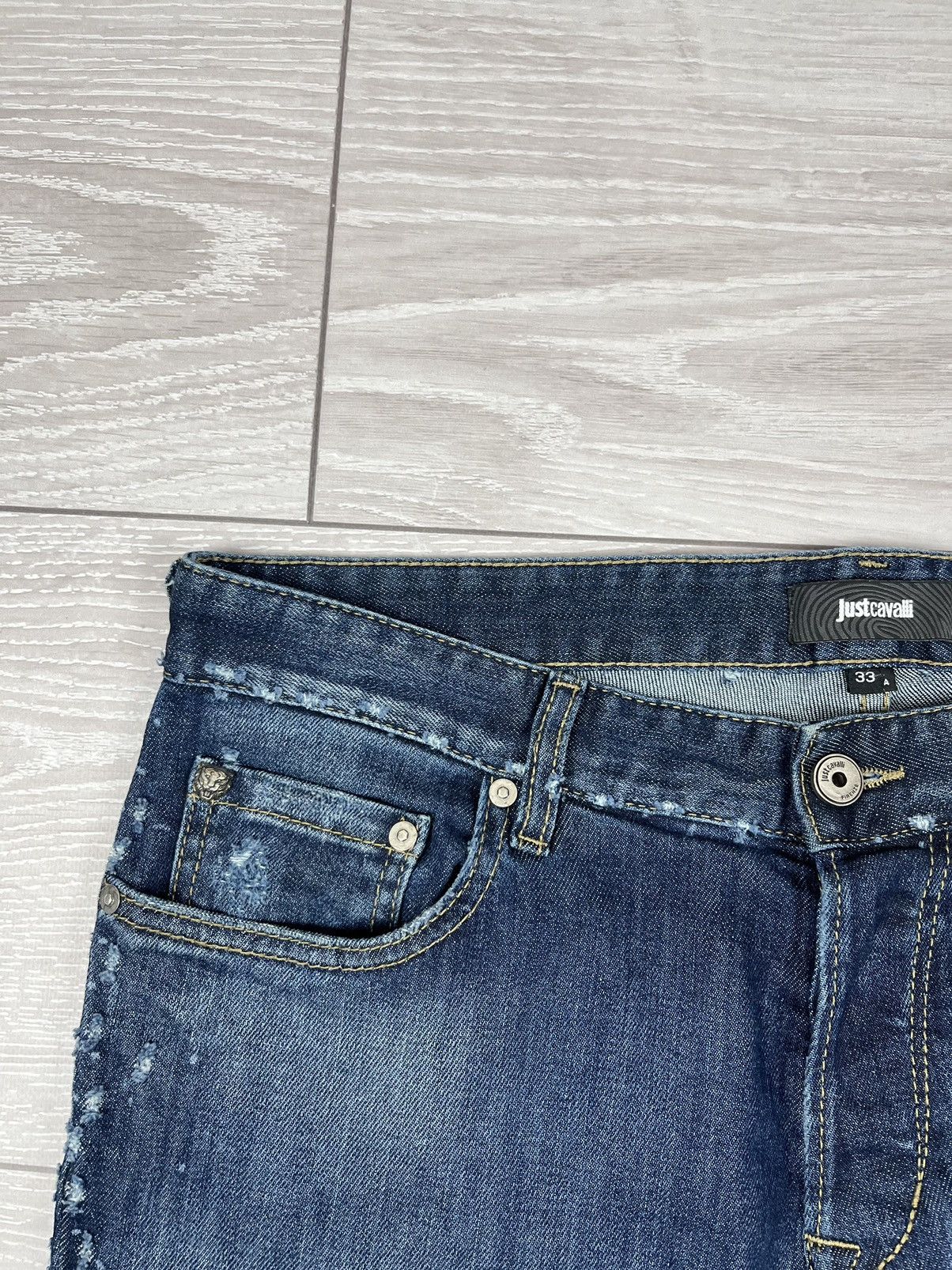Just Cavalli Just Cavalli Italy Blue Denim Distressed Slim Jeans Pants Size US 34 / EU 50 - 8 Thumbnail