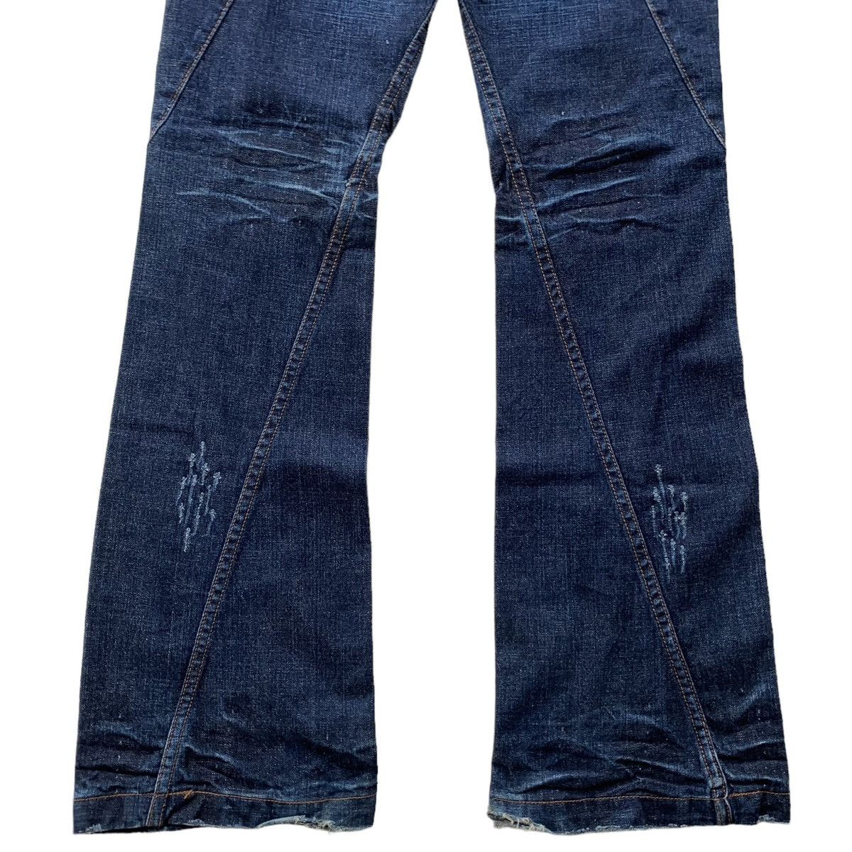 Japanese Brand 2000s Michel Klein Homme Flared Mix Leather Multi Zip Jeans Size US 32 / EU 48 - 8 Thumbnail