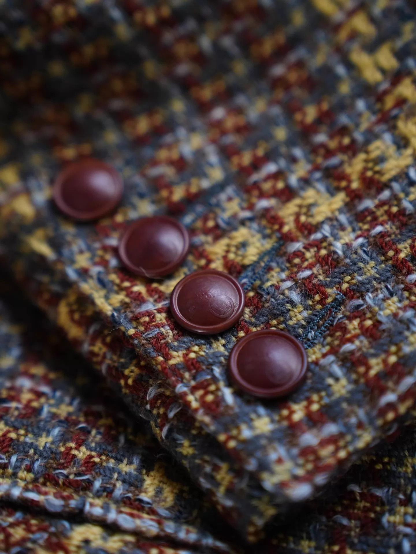 Hermes Vtg Wool Tweed Suede Check Blazer & Skirt Set FR36 Size XS / US 0-2 / IT 36-38 - 6 Thumbnail