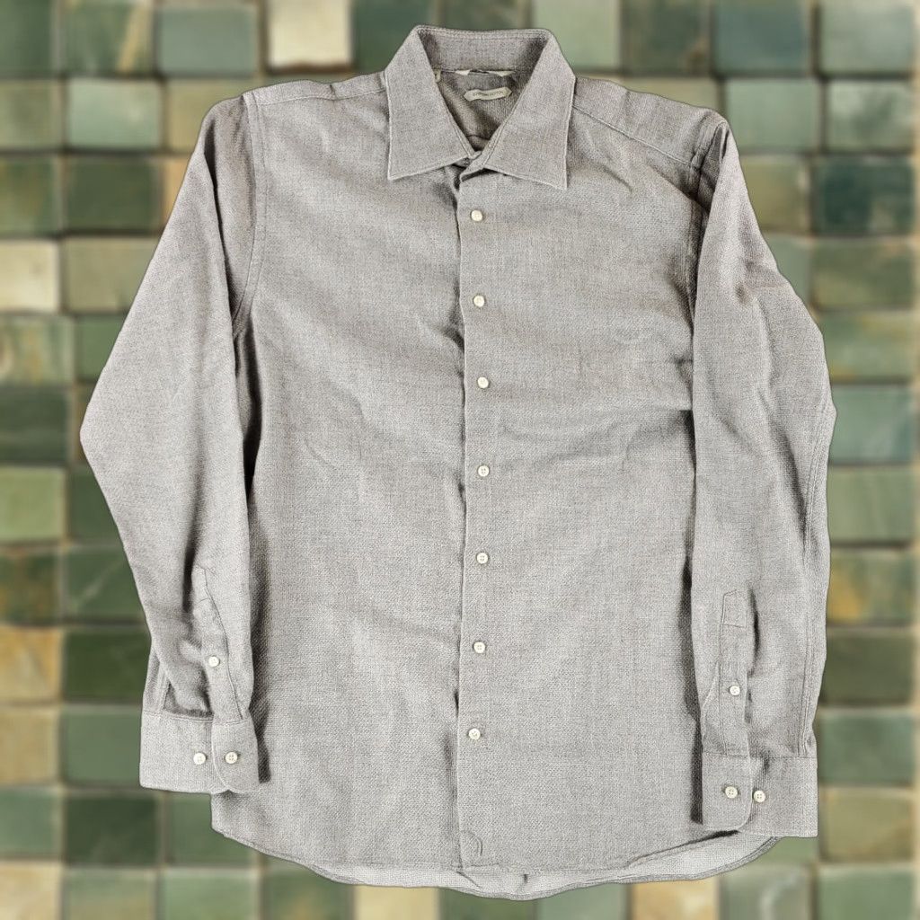 Suitsupply Suitsupply Button Up Shirt Waffle Knit Egyptian Cotton Gray Mens 16.5-42 Shirt Long Sleeve Regular Men Mens Gray 16.5 Size US XL / EU 56 / 4 - 1 Thumbnail