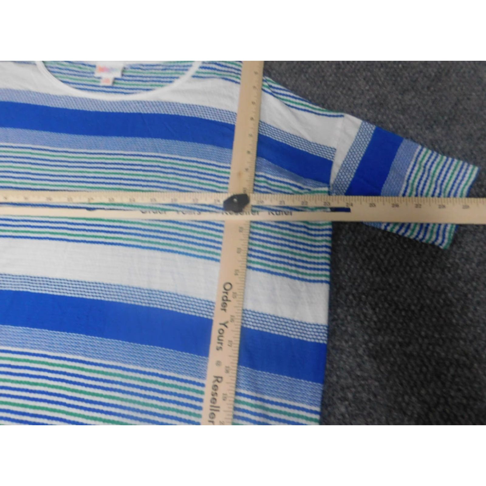 Vintage LuLaRoe Womens Shirt XS gray blue stripe pullover knit cotton pocket casual short sleeve tie? Size XS / US 0-2 / IT 36-38 - 5 Thumbnail
