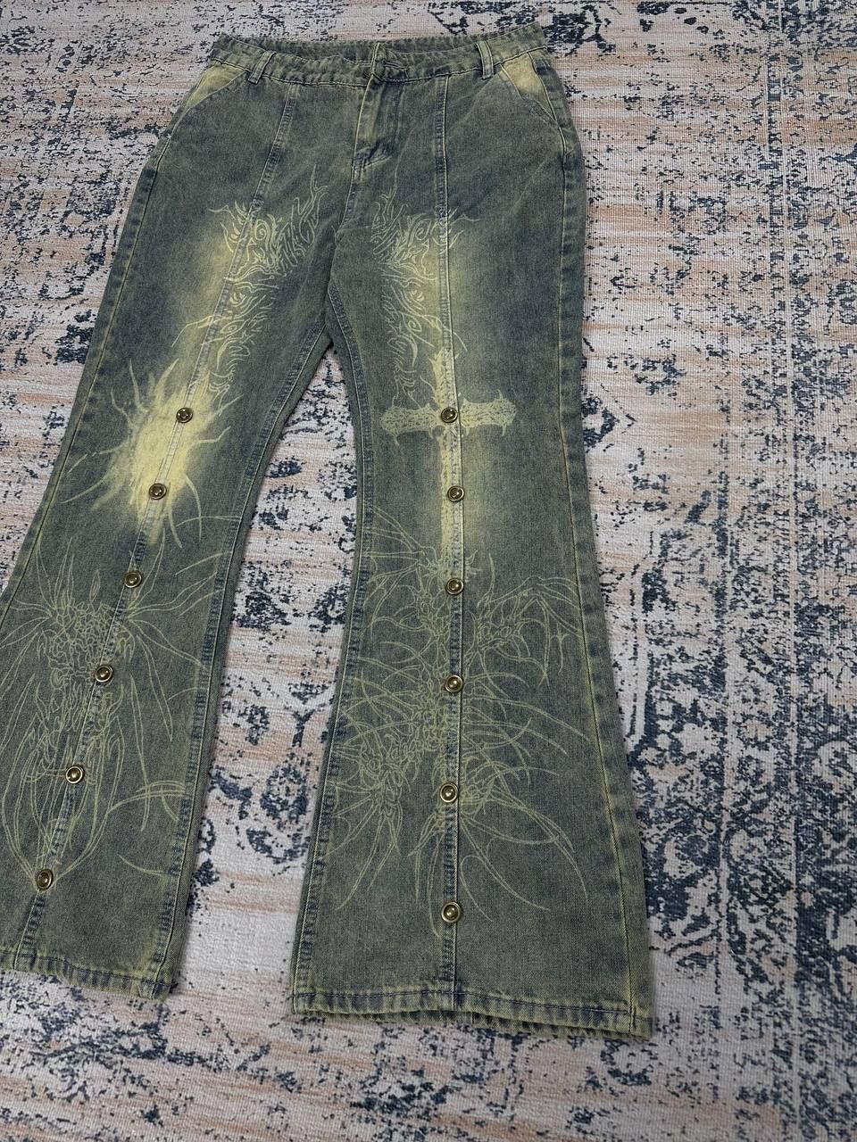 Japanese Brand Avant Garde Flaired Opium Y2K Japanese Gothic Jeans Size 30" / US 8 / IT 44 - 1 Thumbnail