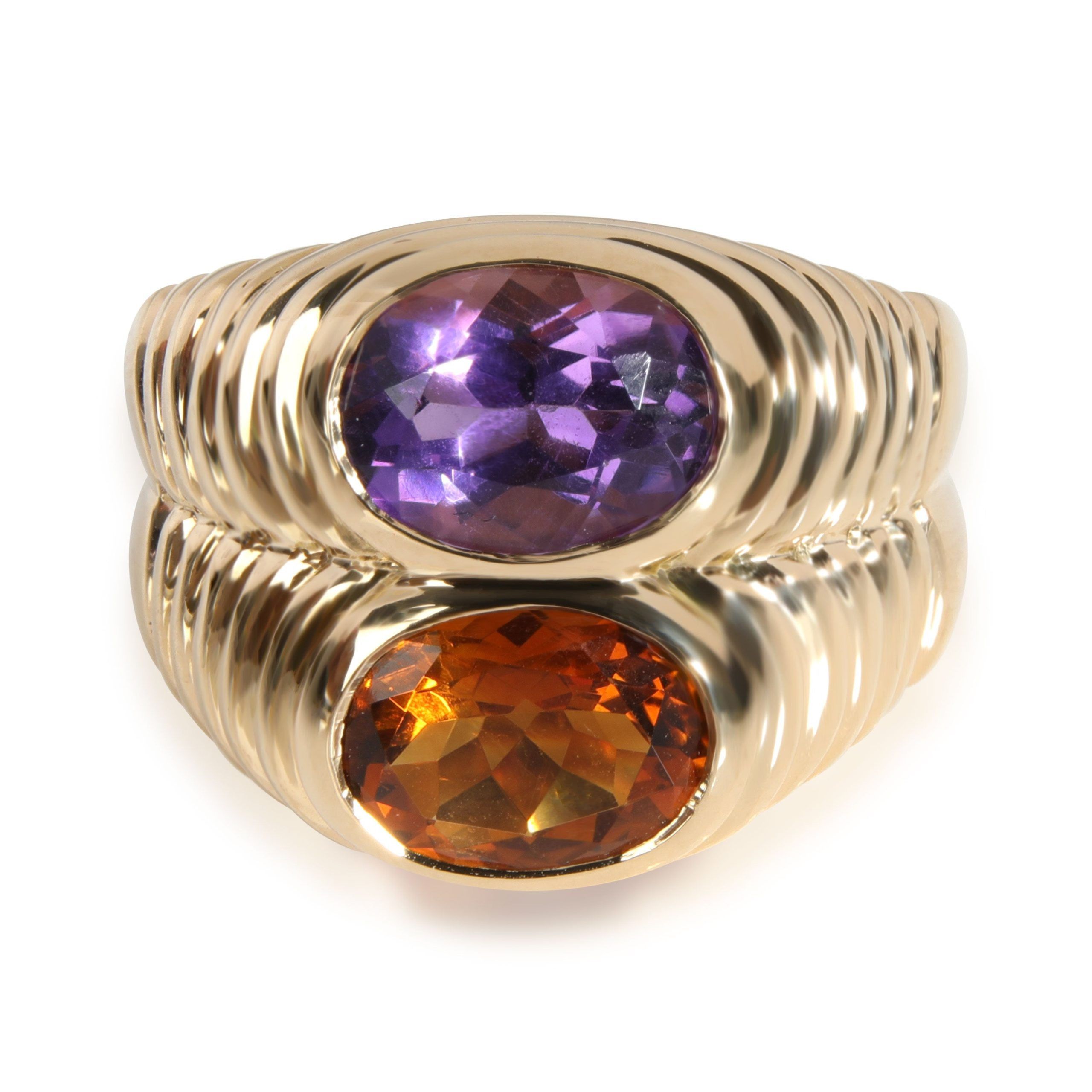 Bulgari Doppio Amethys & Citrine Ring in 18K Yellow Gold