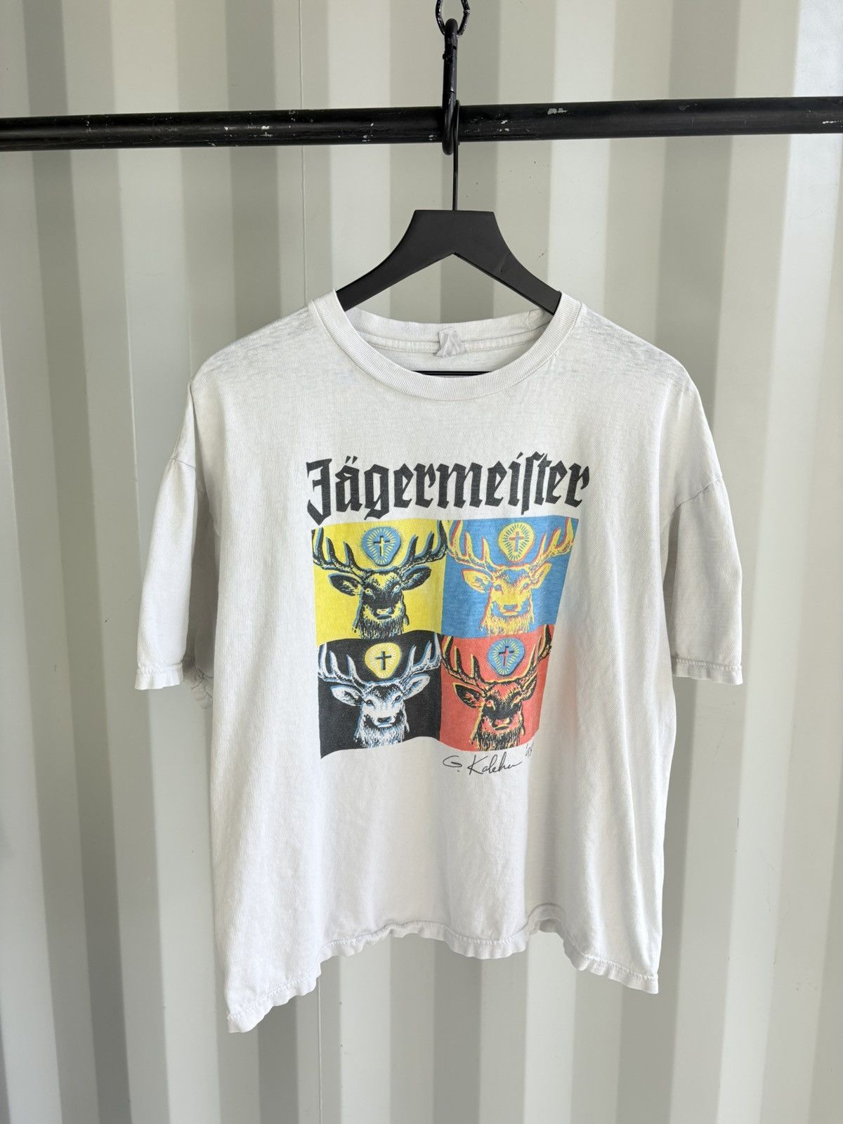 Vintage Vintager Jagermeister Shirt Distressed Faded Boxy GRUNGE Size US L / EU 52-54 / 3 - 1 Thumbnail