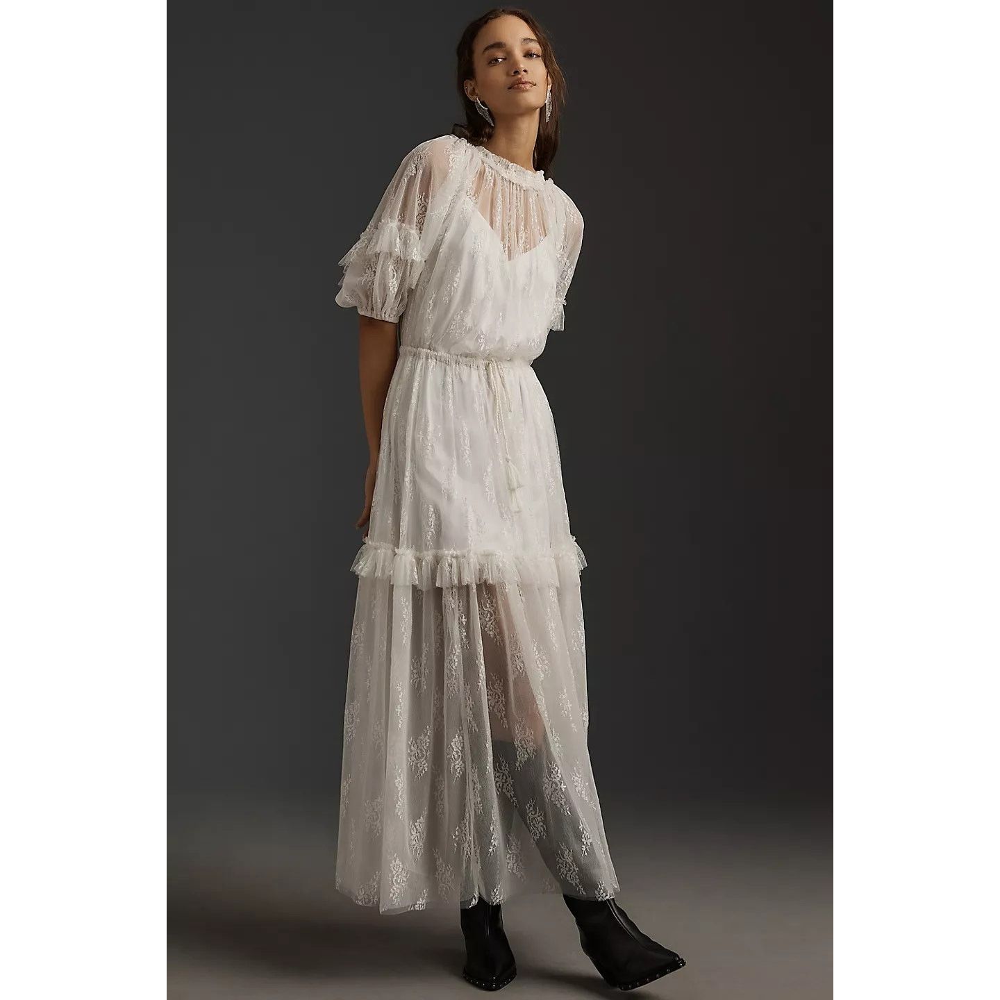 let me be short-sleeve ruffle maxi dress Let Me Be Short-Sleeve Ruffle Maxi Dress