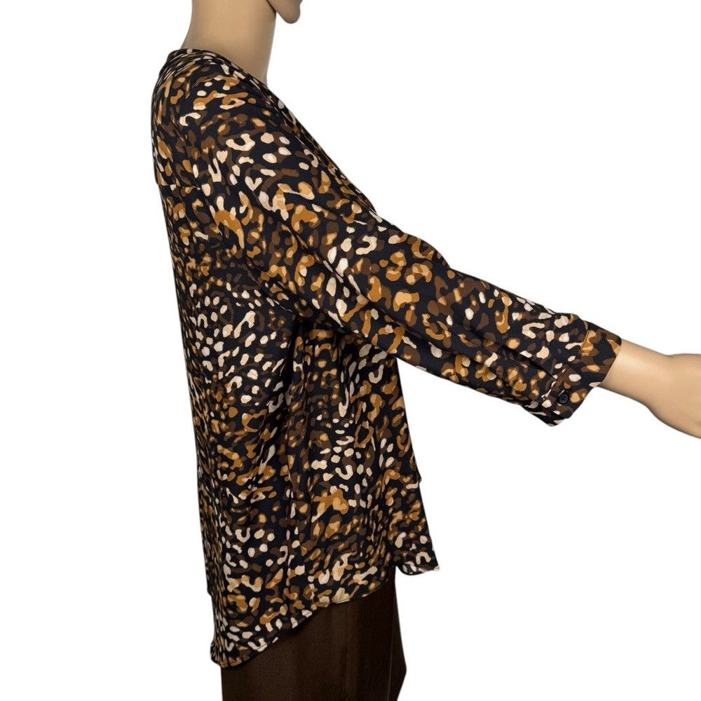 Other Dana Buchman 3/4 Sleeve Split Neck Animal Print Blouse Size Size L / US 10 / IT 46 - 3 Thumbnail