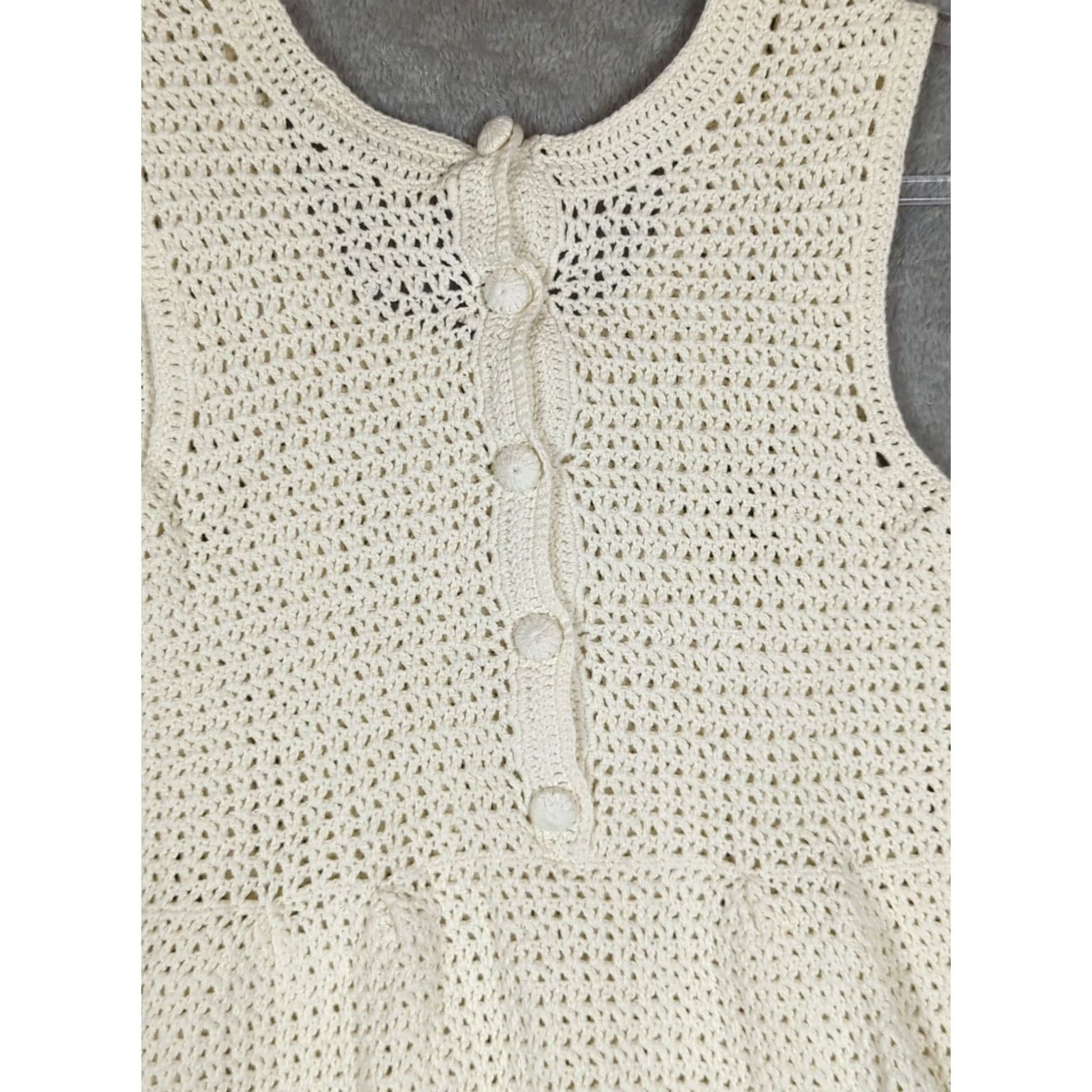 Vintage ny Collection Tank Top Womens L Ivory Crochet Festival Hippie Beach Boho Tank Womens L Ivory Crochet Camisole Hippie Beach Boho 90s Theme Conducts: Size L / US 10 / IT 46 - 7 Thumbnail