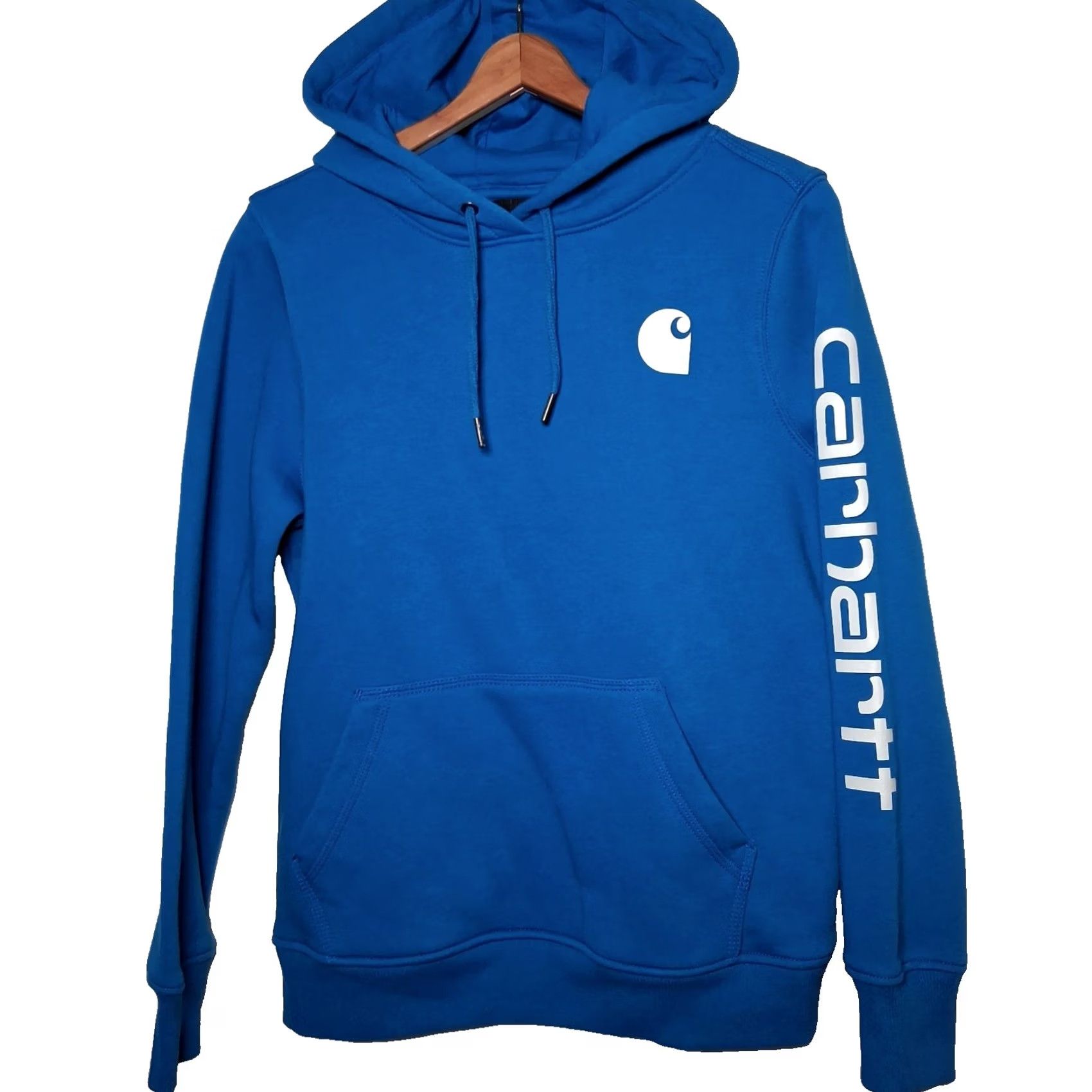 Carhartt VINTAGE Carhartt Clarksburg Hoodie Hooded Sweatshirt Women Small Blue Pullover Workwear Size S / US 4 / IT 40 - 2 Thumbnail