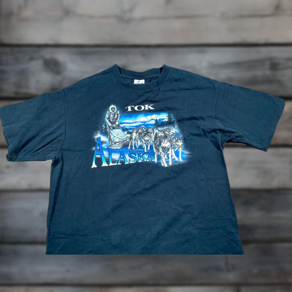 Anvil Vintage Tok Alaska Dog Sled T-Shirt Men Large Black Outdoor Nature Logo Graphic 90s Size US L / EU 52-54 / 3 - 1 Thumbnail