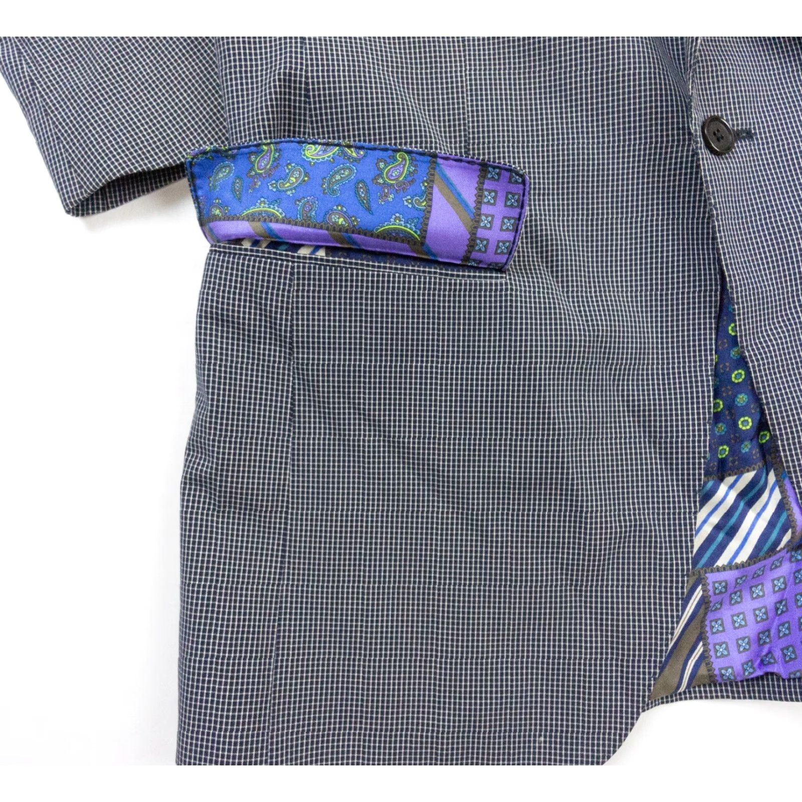 Etro ETRO Blazer 50 Blue Check Sport Coat Cotton Silk Lined Regular Fit Mens Size 50R - 5 Thumbnail